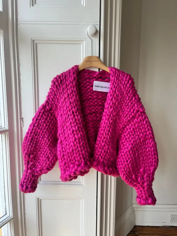 Raspberry Colossal Knit Cardigan (Sample) sold by Hope Macaulay