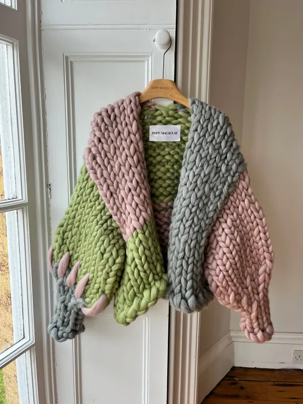 Grey, Sage and Mink Colossal Knit Cardigan #2 (Sample) sold by Hope Macaulay