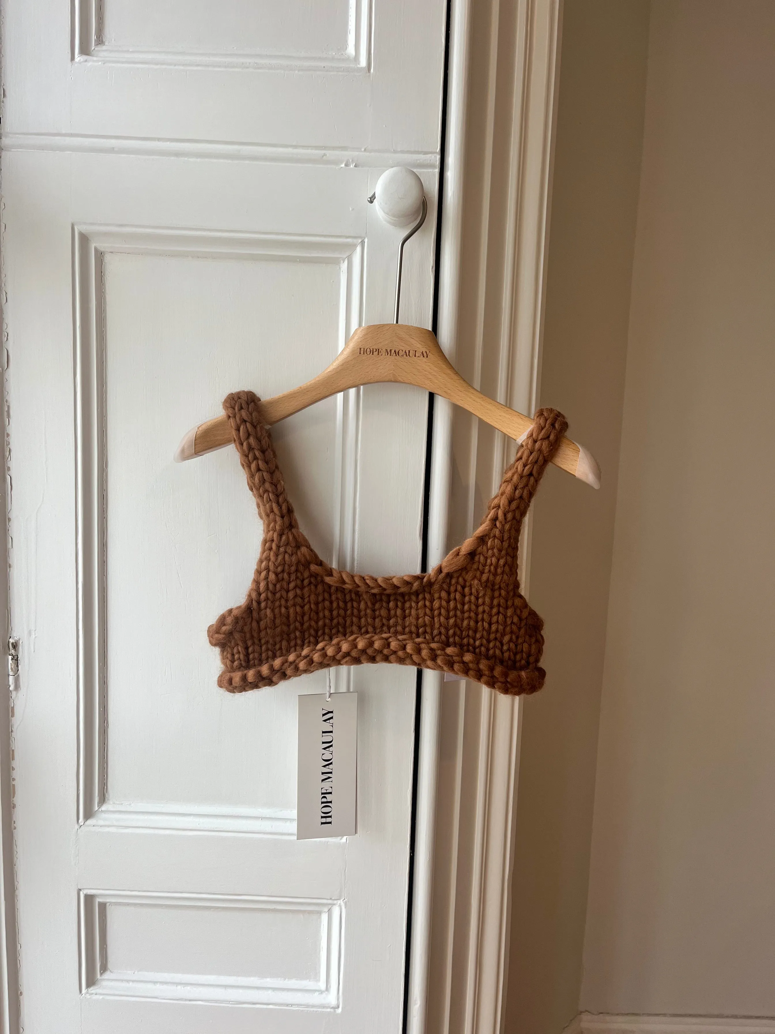 Chocolate Chunky Knit Bralette S (Sample) sold by Hope Macaulay