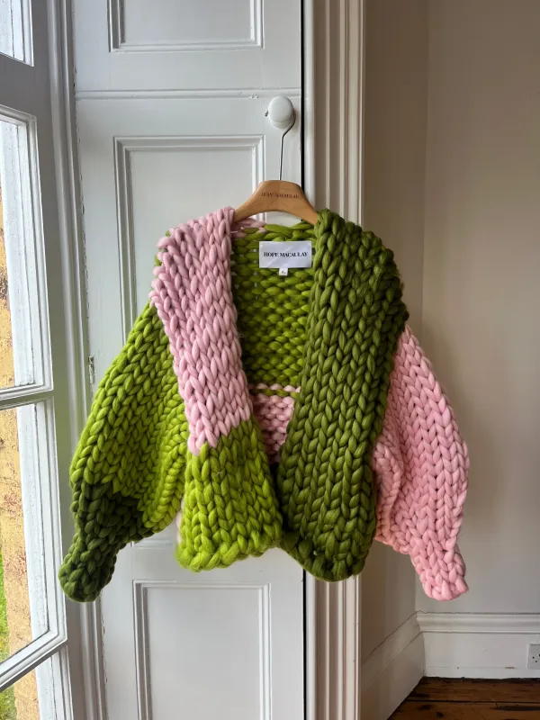 1of2 Green and Pink Colossal Knit Cardigan (Sample) sold by Hope Macaulay