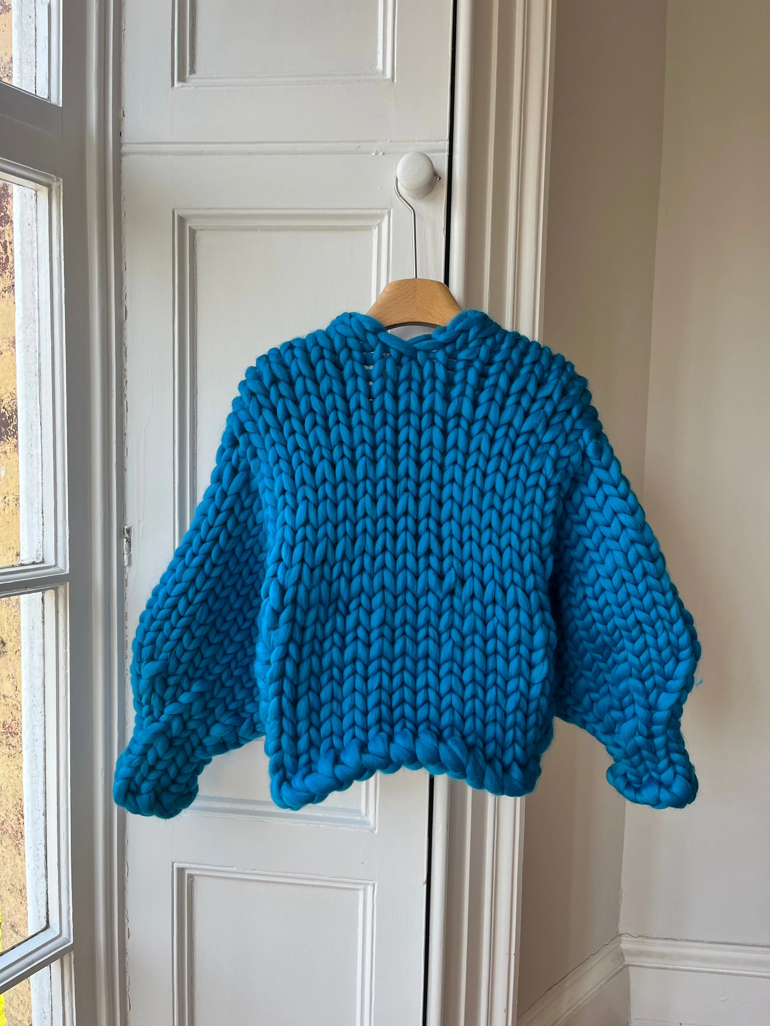 Cobalt Blue Colossal Knit Cardigan (Merino Wool Sample) sold by Hope Macaulay product image thumbnail 4