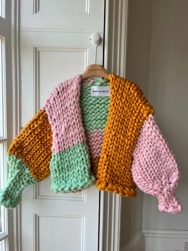 1of2 Pink, Mint and Amber Colossal Knit Cardigan S/M (Sample) sold by Hope Macaulay