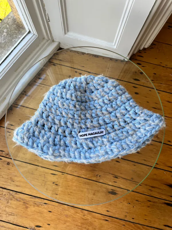 1of1 Blue Crochet Bucket Hat (Sample) sold by Hope Macaulay