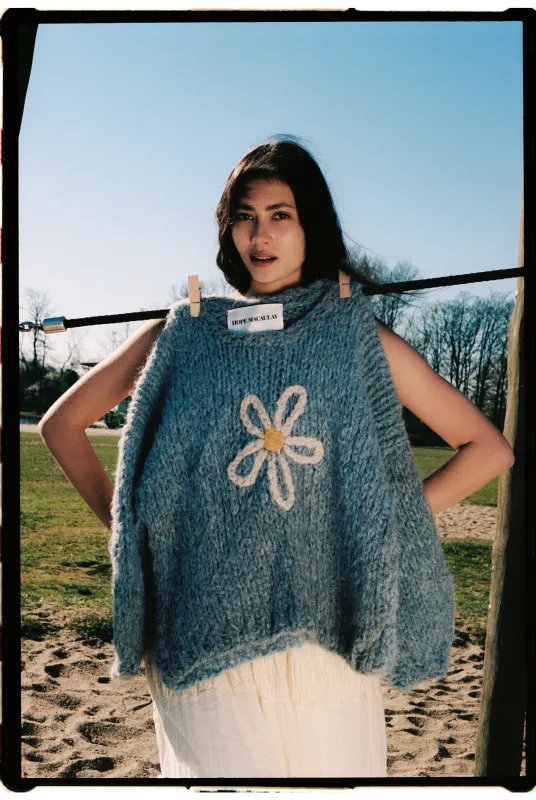 Blue Daisy Fluffy Knit Sweater sold by Hope Macaulay