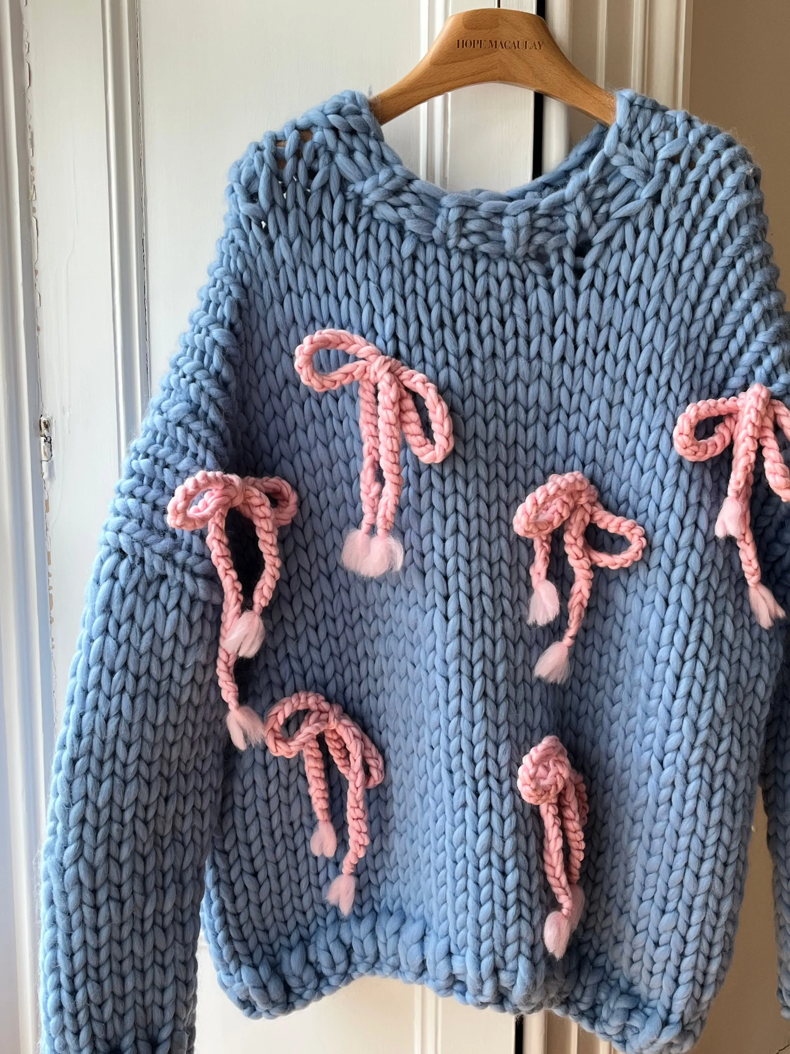 Blue Bow Chunky Knit Sweater M/L (Sample) sold by Hope Macaulay product image thumbnail 2
