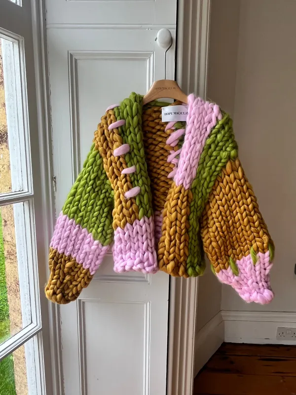 1of2 Green, Pink and Amber Colossal Knit Cardigan (Sample) sold by Hope Macaulay