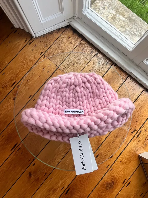 Pink Colossal Knit Mushroom Hat (Sample) sold by Hope Macaulay