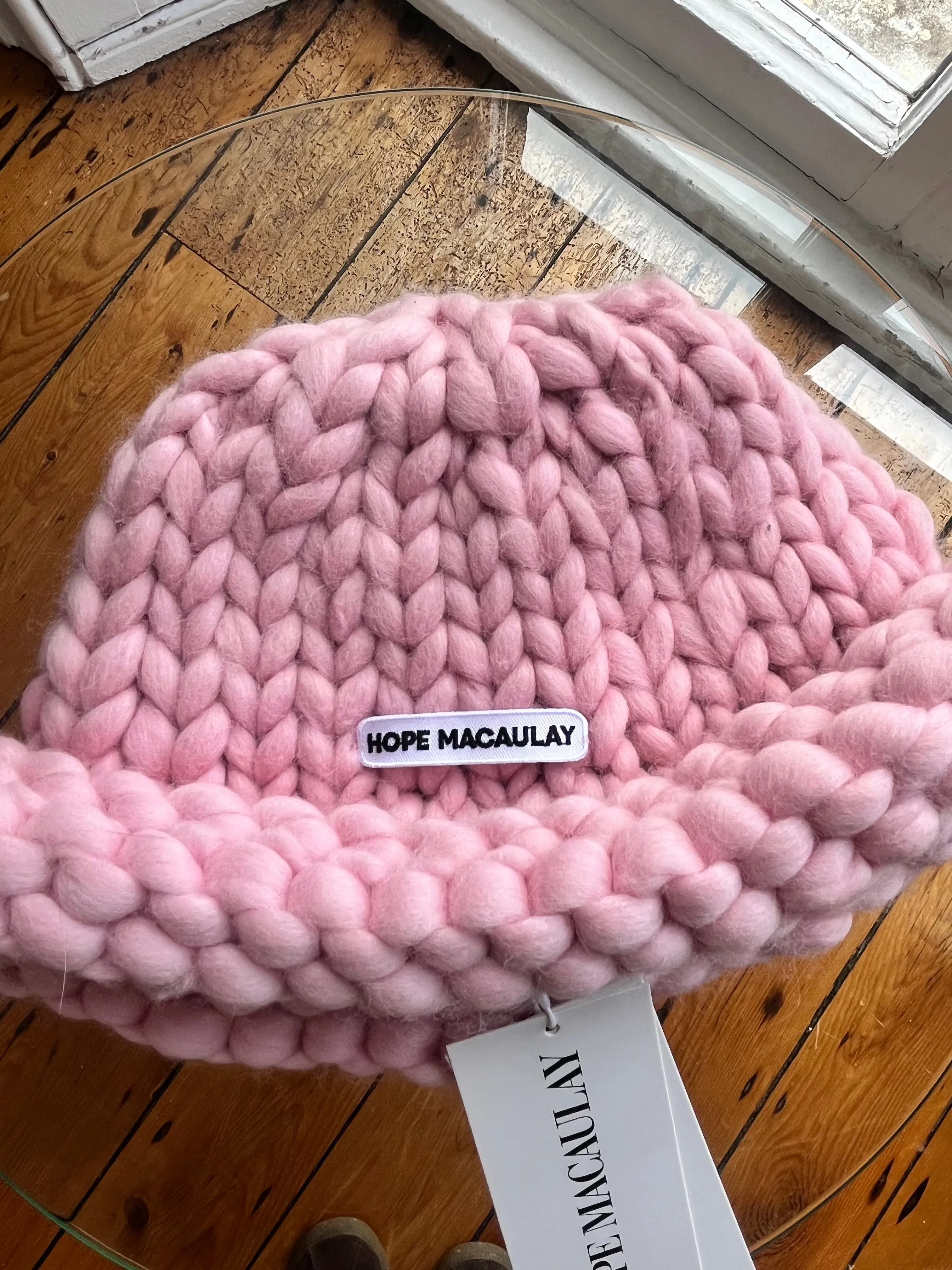 Pink Colossal Knit Mushroom Hat (Sample) sold by Hope Macaulay product image thumbnail 2