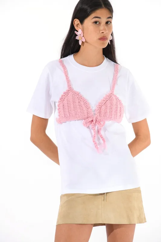 Knitted Bralette Oversized T-Shirt sold by Hope Macaulay