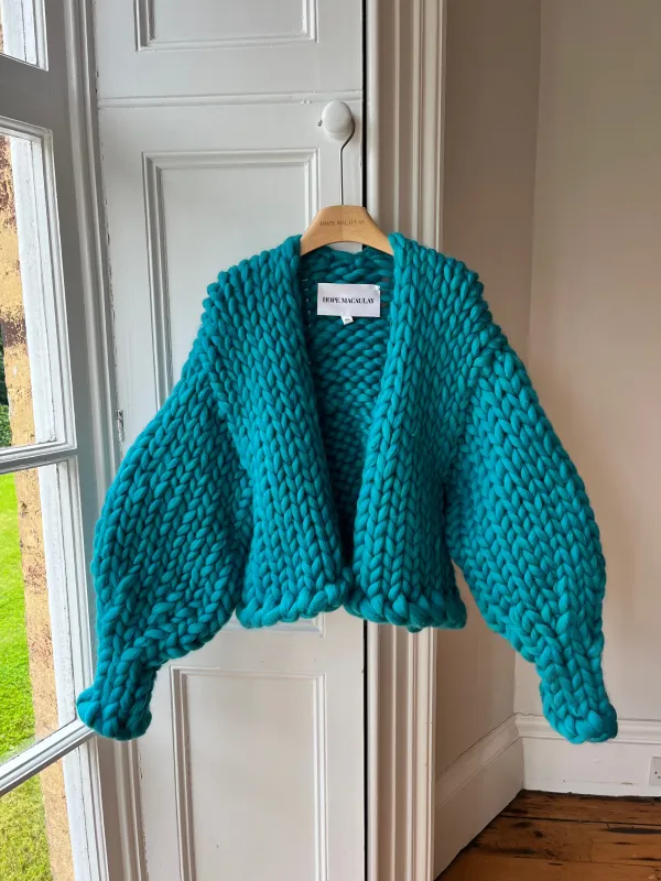 Turquoise Colossal Knit Cardigan S/M, M/L, L/XL, XXL (Limited Edition Sample) sold by Hope Macaulay