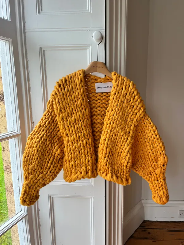 Golden Yellow Vegan Colossal Knit Cardigan (Limited Edition Sample) sold by Hope Macaulay