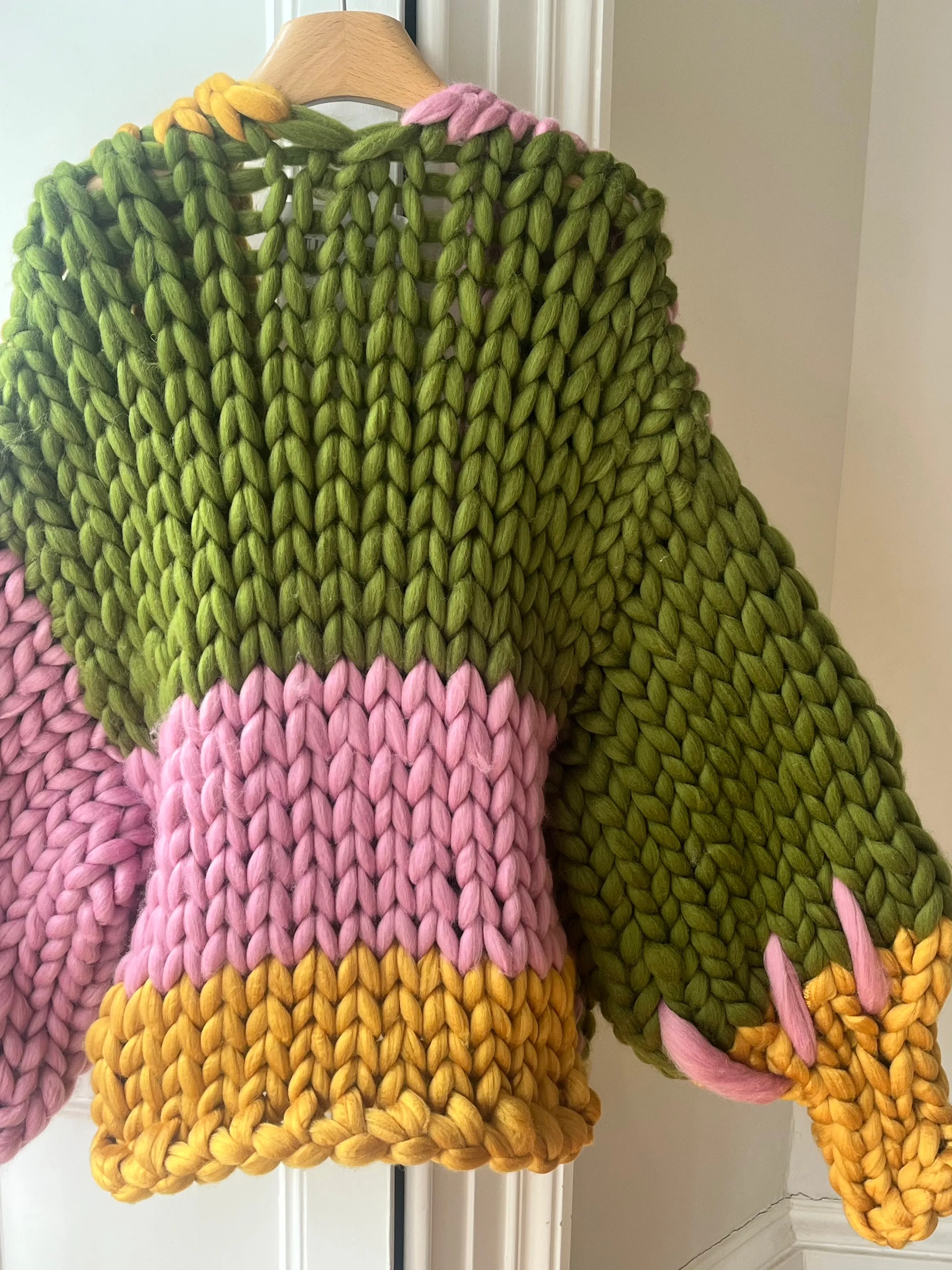 1of1 Khaki, Pink and Amber Colossal Knit Cardigan L/XL (Sample) sold by Hope Macaulay product image thumbnail 4