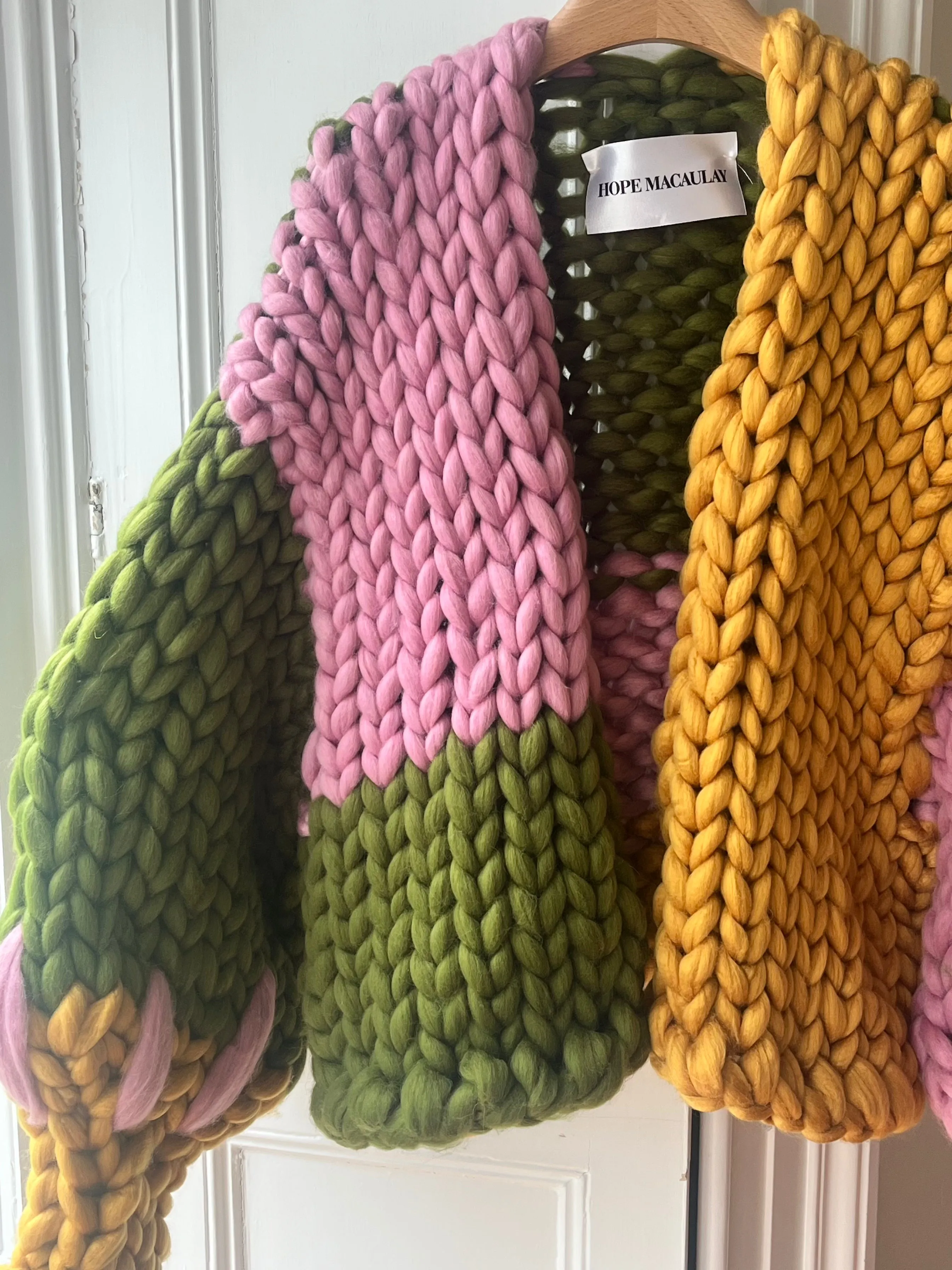 1of1 Khaki, Pink and Amber Colossal Knit Cardigan L/XL (Sample) sold by Hope Macaulay product image thumbnail 2