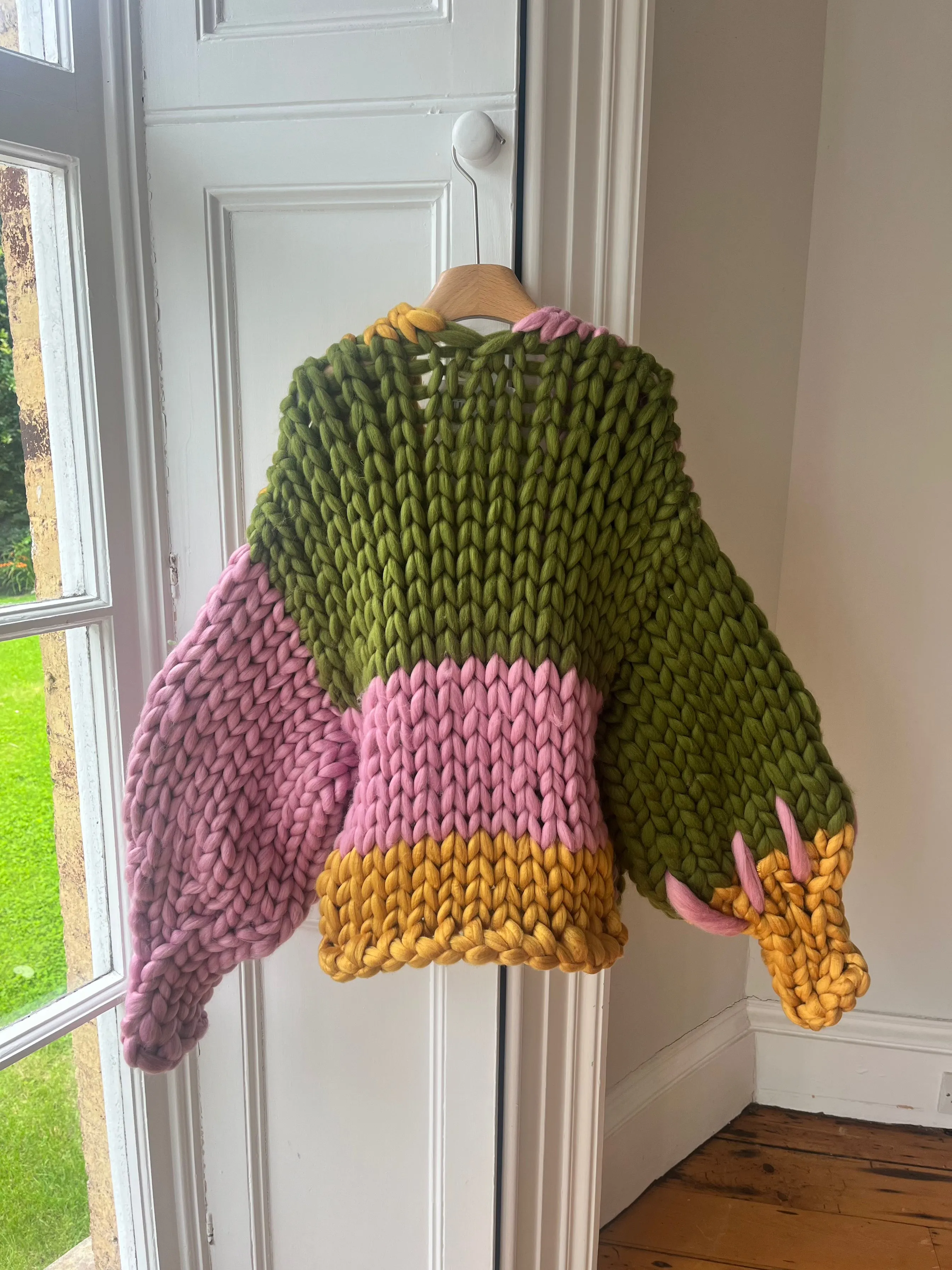 1of1 Khaki, Pink and Amber Colossal Knit Cardigan L/XL (Sample) sold by Hope Macaulay product image thumbnail 3