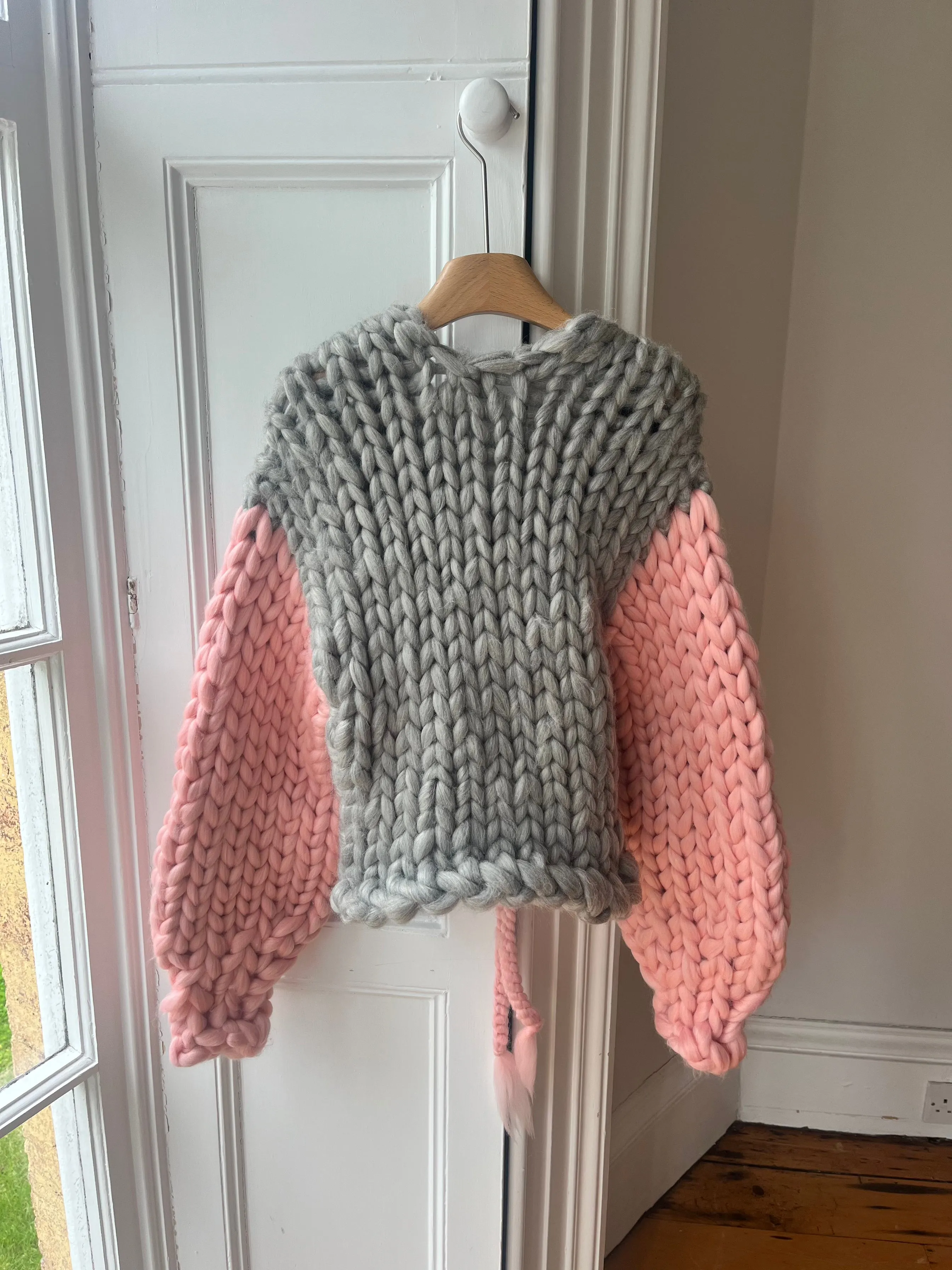 1of1 Pink and Grey Bow Colossal Knit Cardigan S/M (Sample) sold by Hope Macaulay product image thumbnail 3