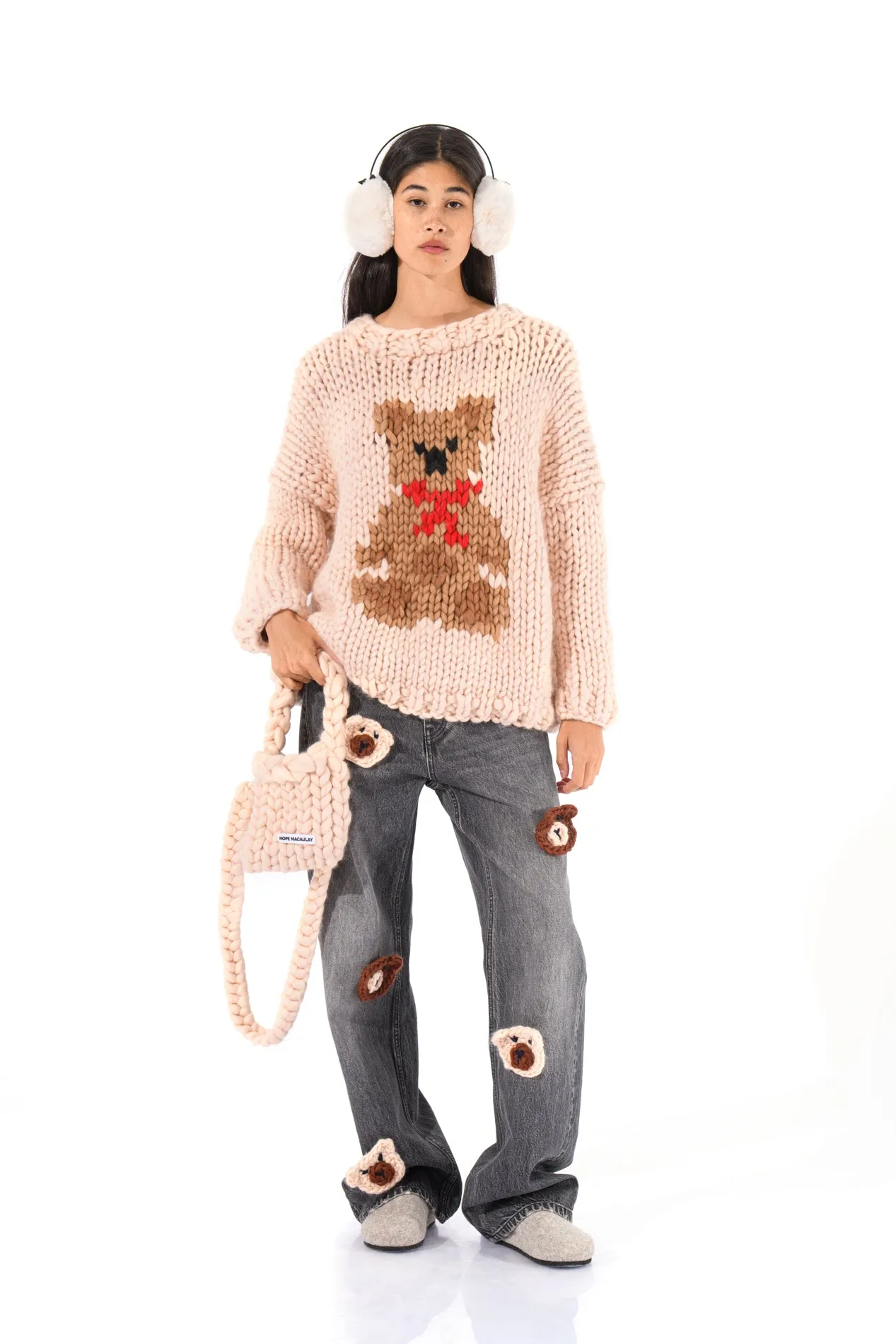 Teddy Bear Chunky Knit Sweater in Cream sold by Hope Macaulay product image thumbnail 5