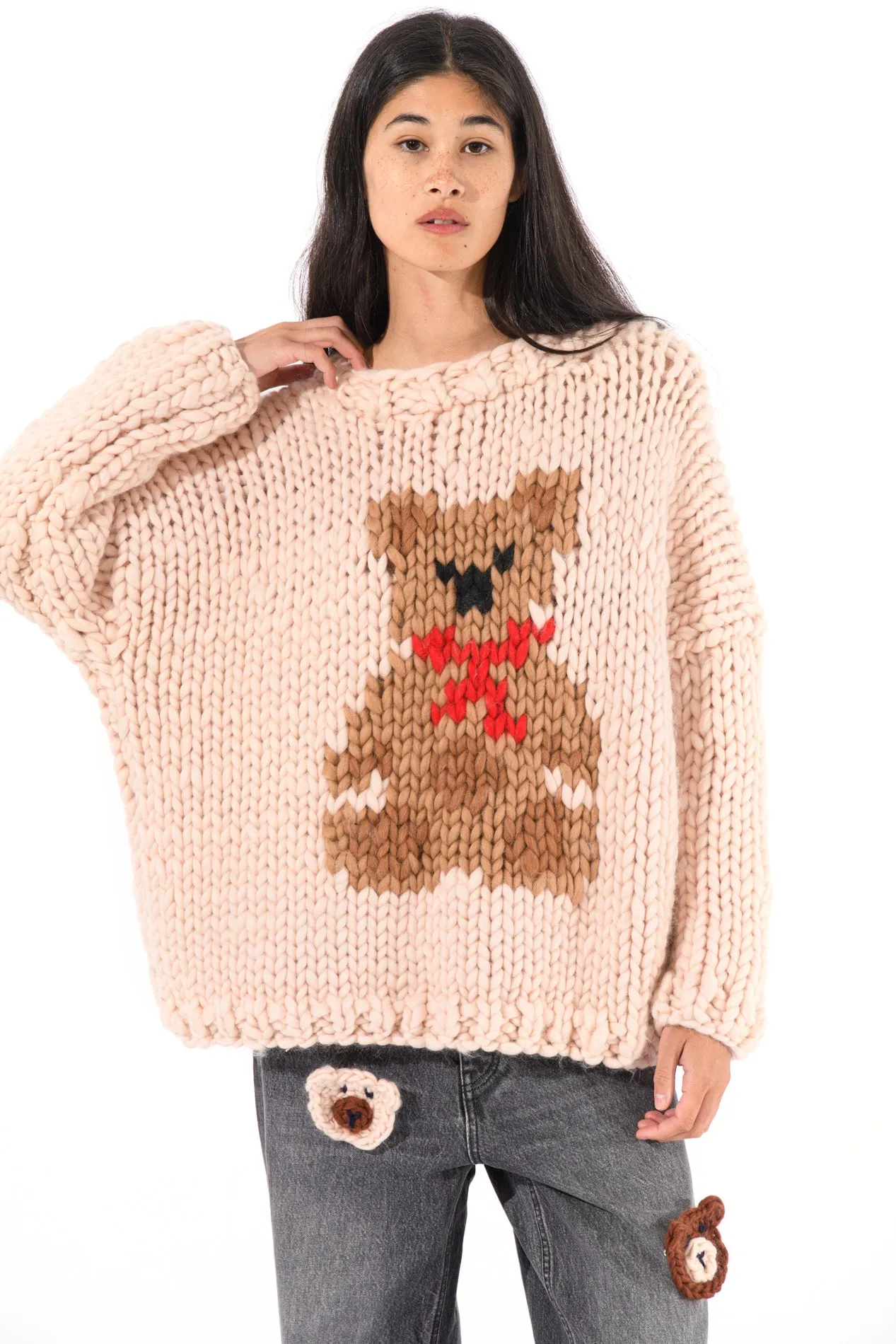 Teddy Bear Chunky Knit Sweater in Cream sold by Hope Macaulay product image thumbnail 2