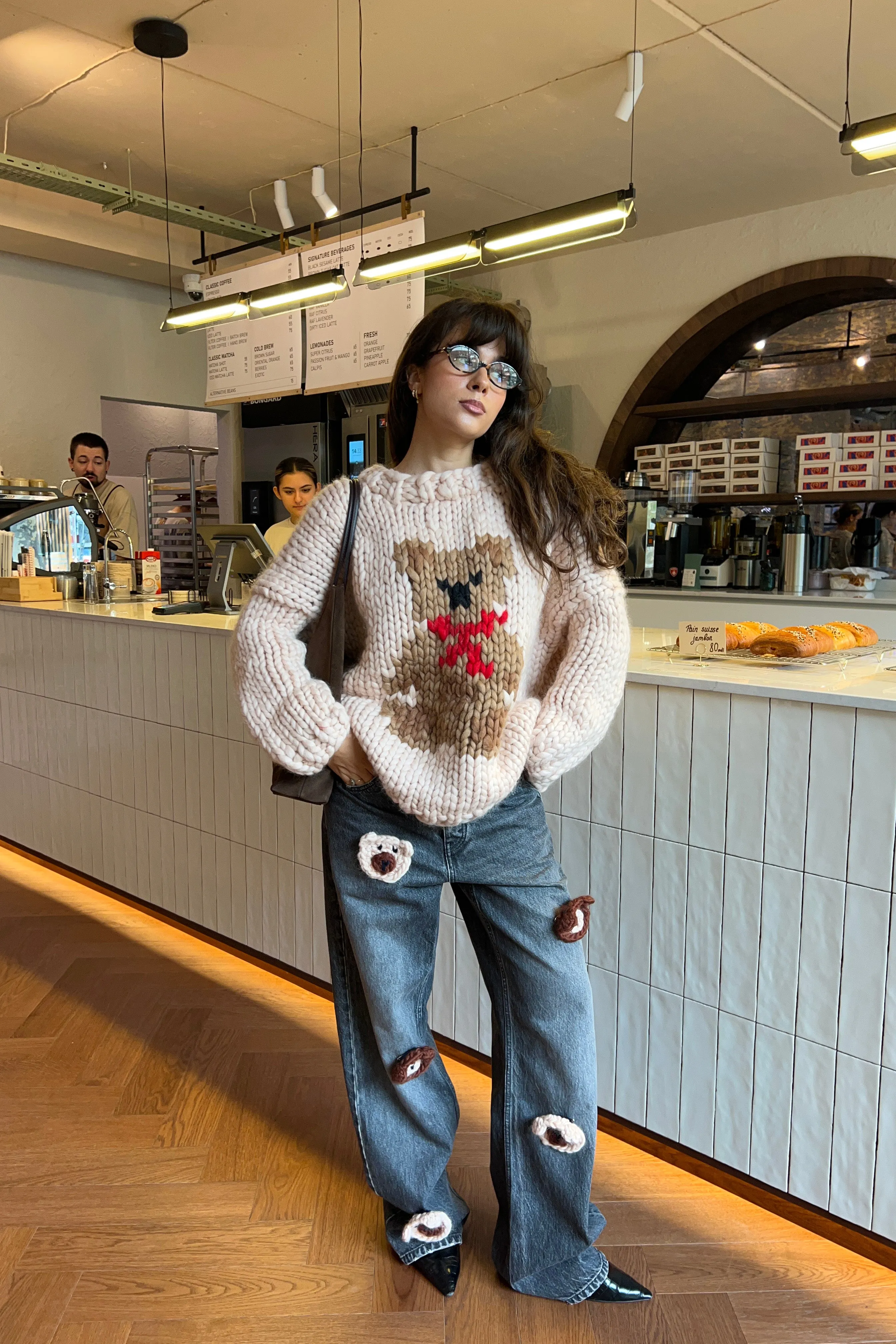 Teddy Bear Chunky Knit Sweater in Cream sold by Hope Macaulay product image thumbnail 4