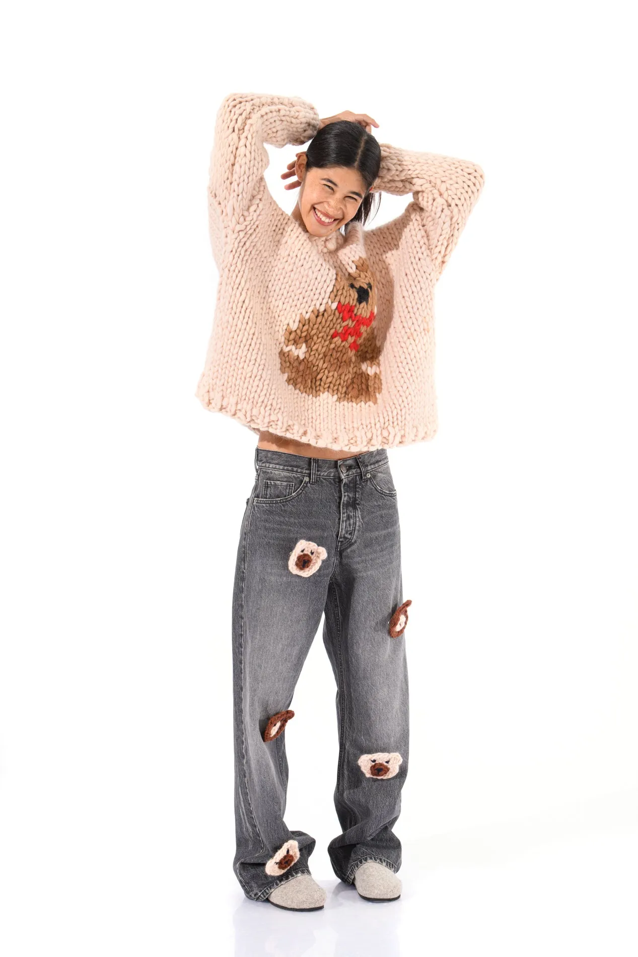 Teddy Bear Chunky Knit Sweater in Cream sold by Hope Macaulay product image thumbnail 3