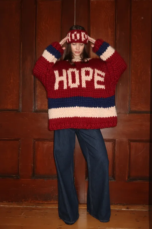 Hope Burgundy Chunky Knit Headband sold by Hope Macaulay