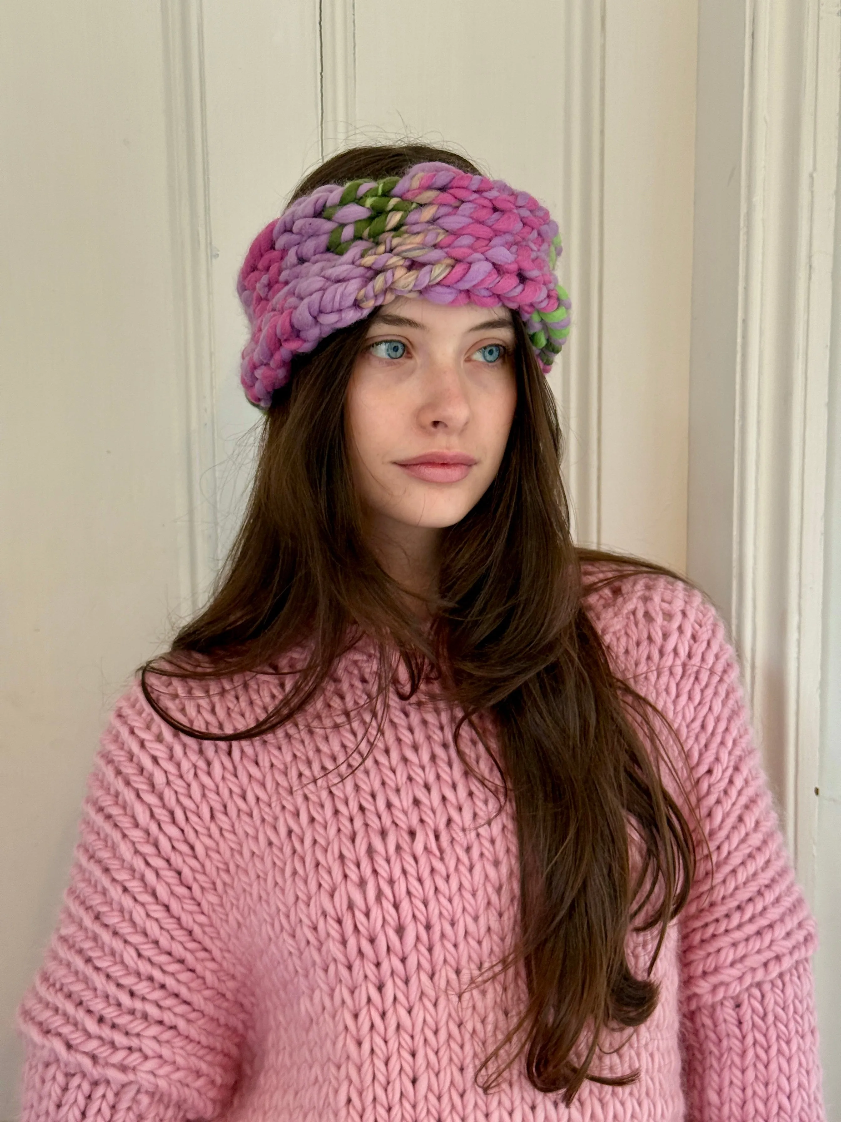 1of1 Hand-Spun Purple and Green Chunky Knit Headband (Sample) sold by Hope Macaulay