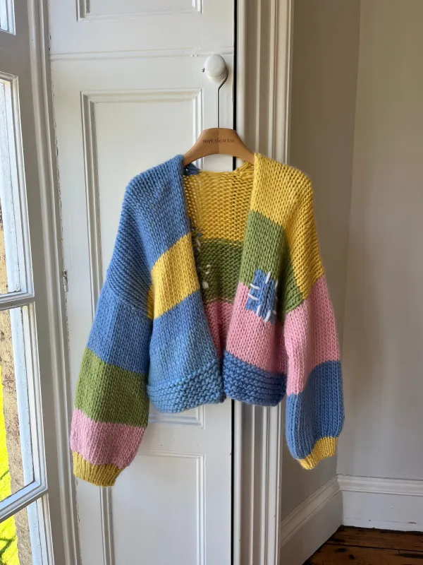 Whimsy Patchwork Knit Cardigan #1 (Sample) sold by Hope Macaulay