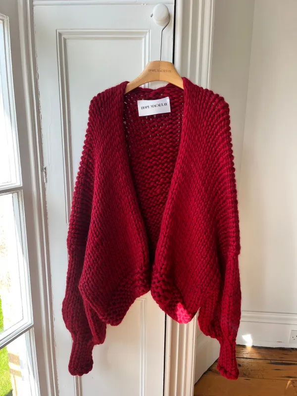Burgundy Chunky Knit Cardigan XXL (Limited Edition Sample) sold by Hope Macaulay