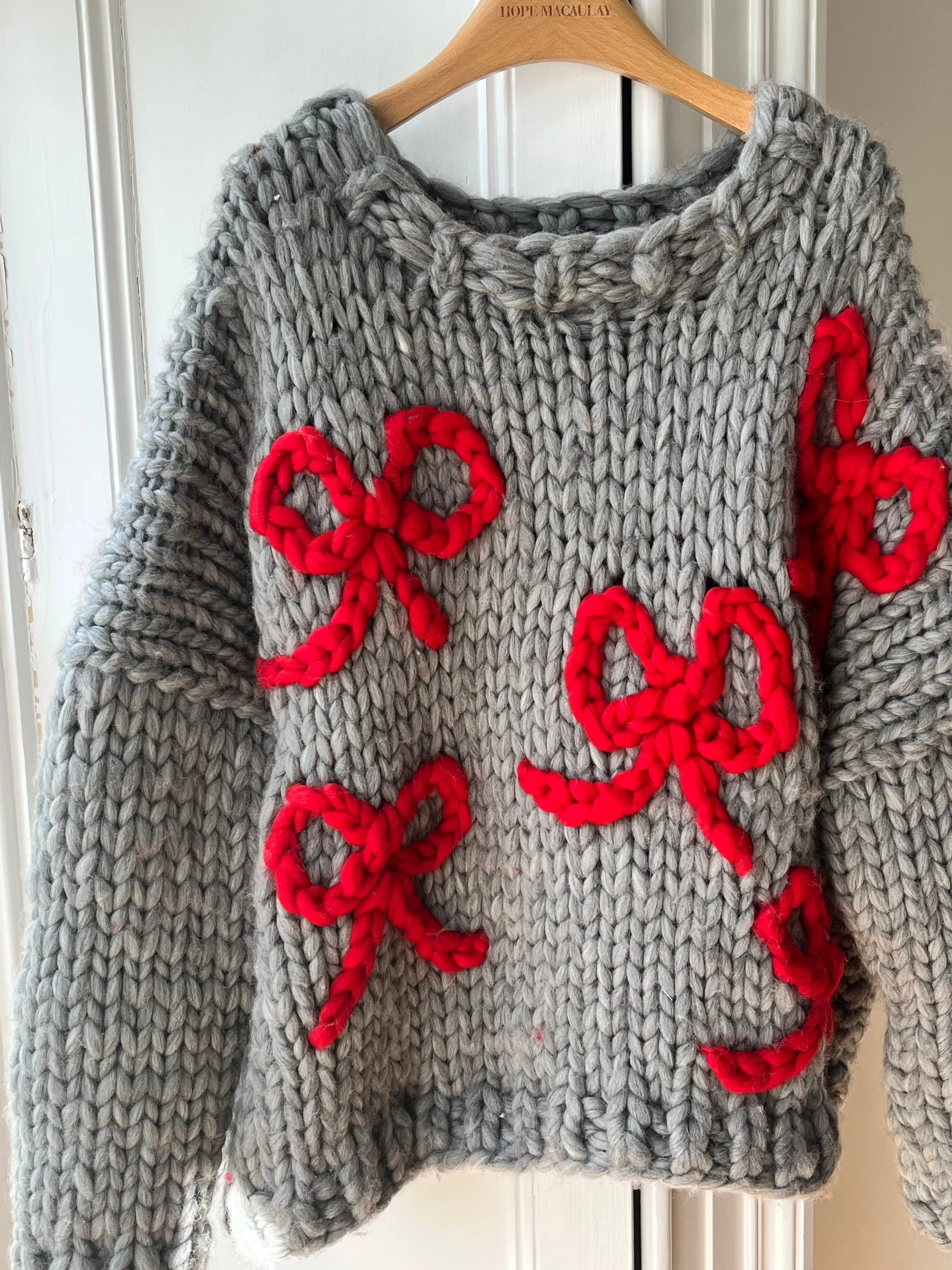 Grey Bow Chunky Knit Sweater S/M (Sample) sold by Hope Macaulay product image thumbnail 2