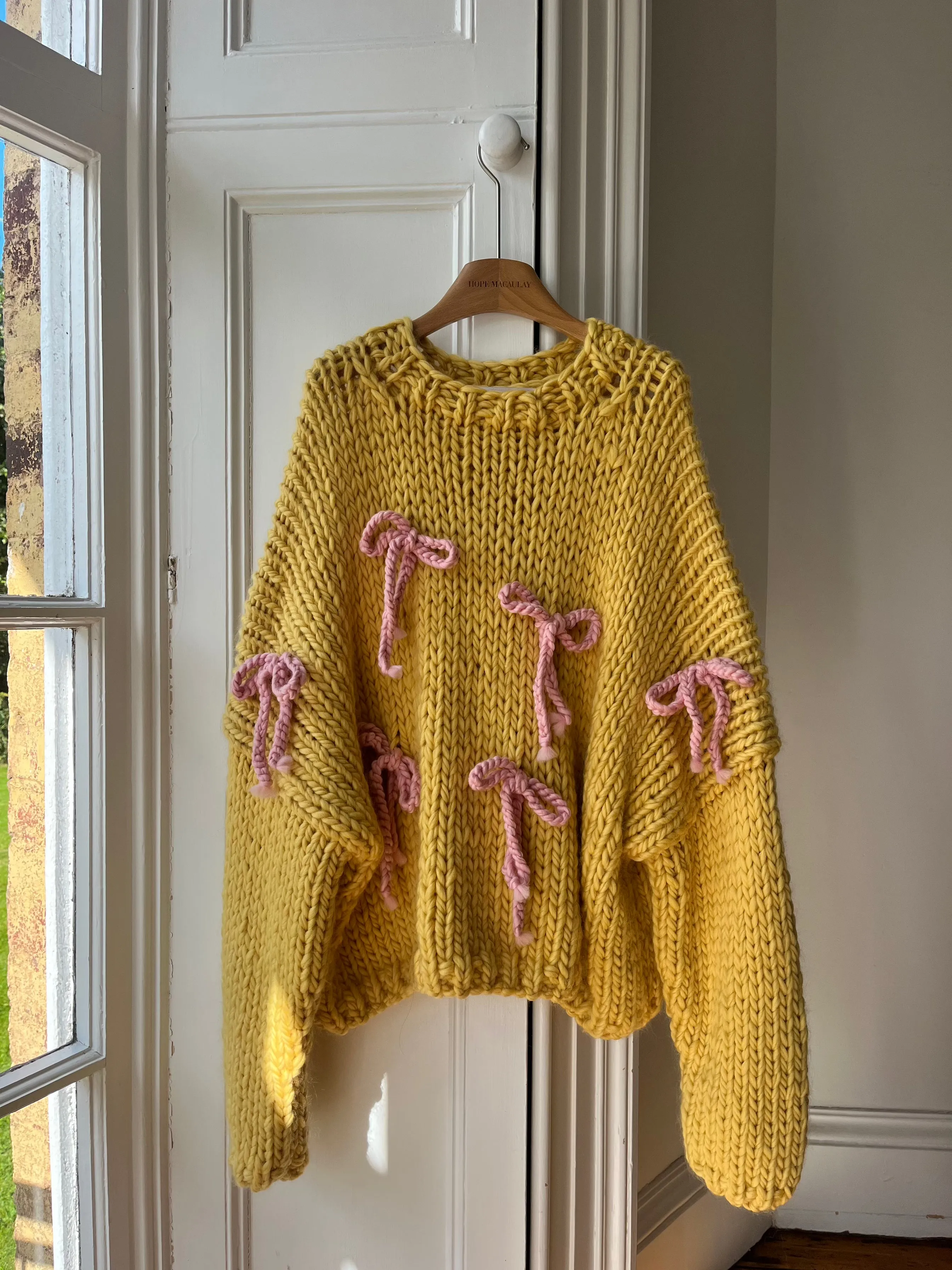 Yellow Bow Chunky Knit Sweater L/XL (Sample) sold by Hope Macaulay