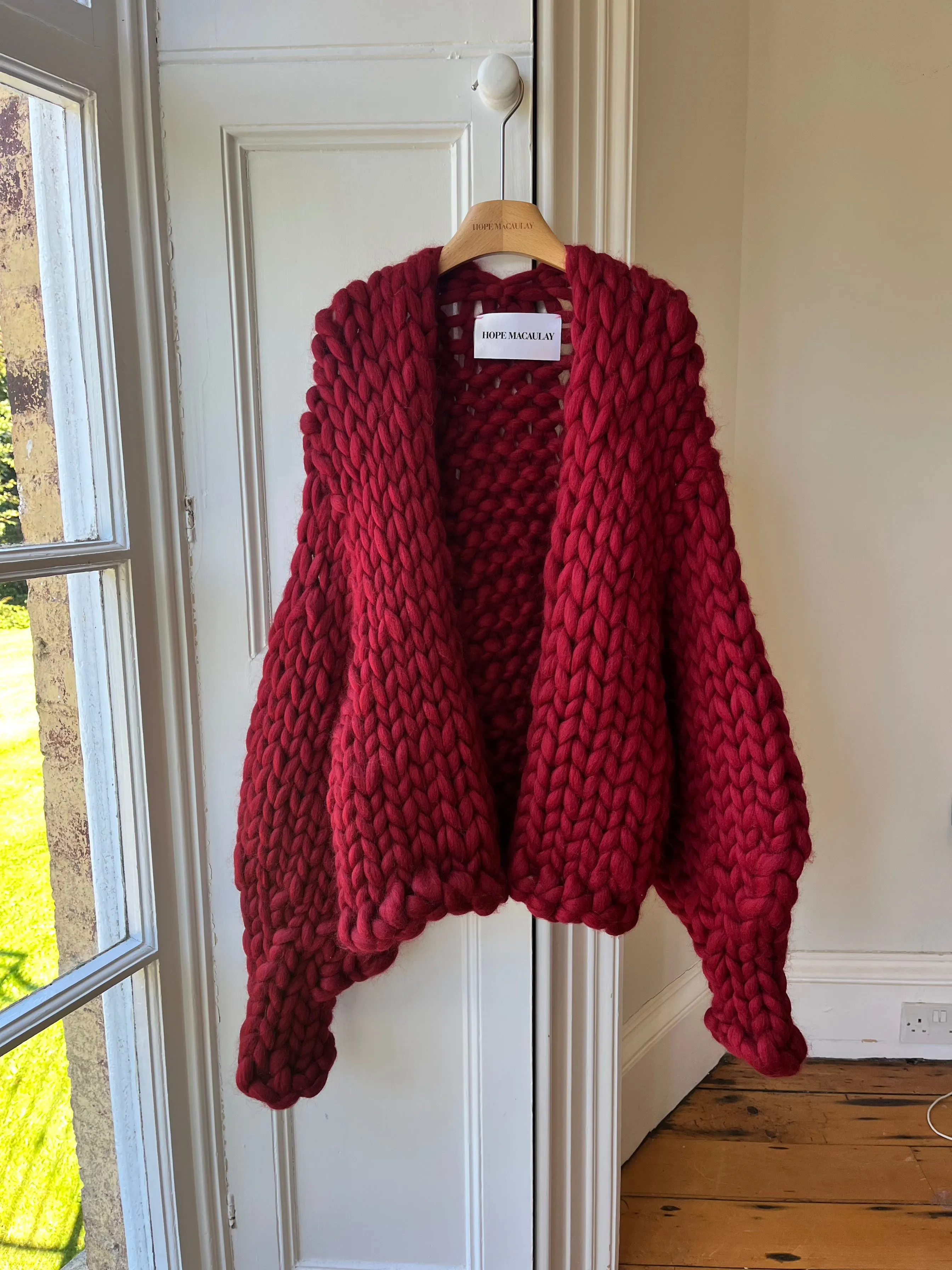 Burgundy Colossal Knit Cardigan XXL (Sample) sold by Hope Macaulay