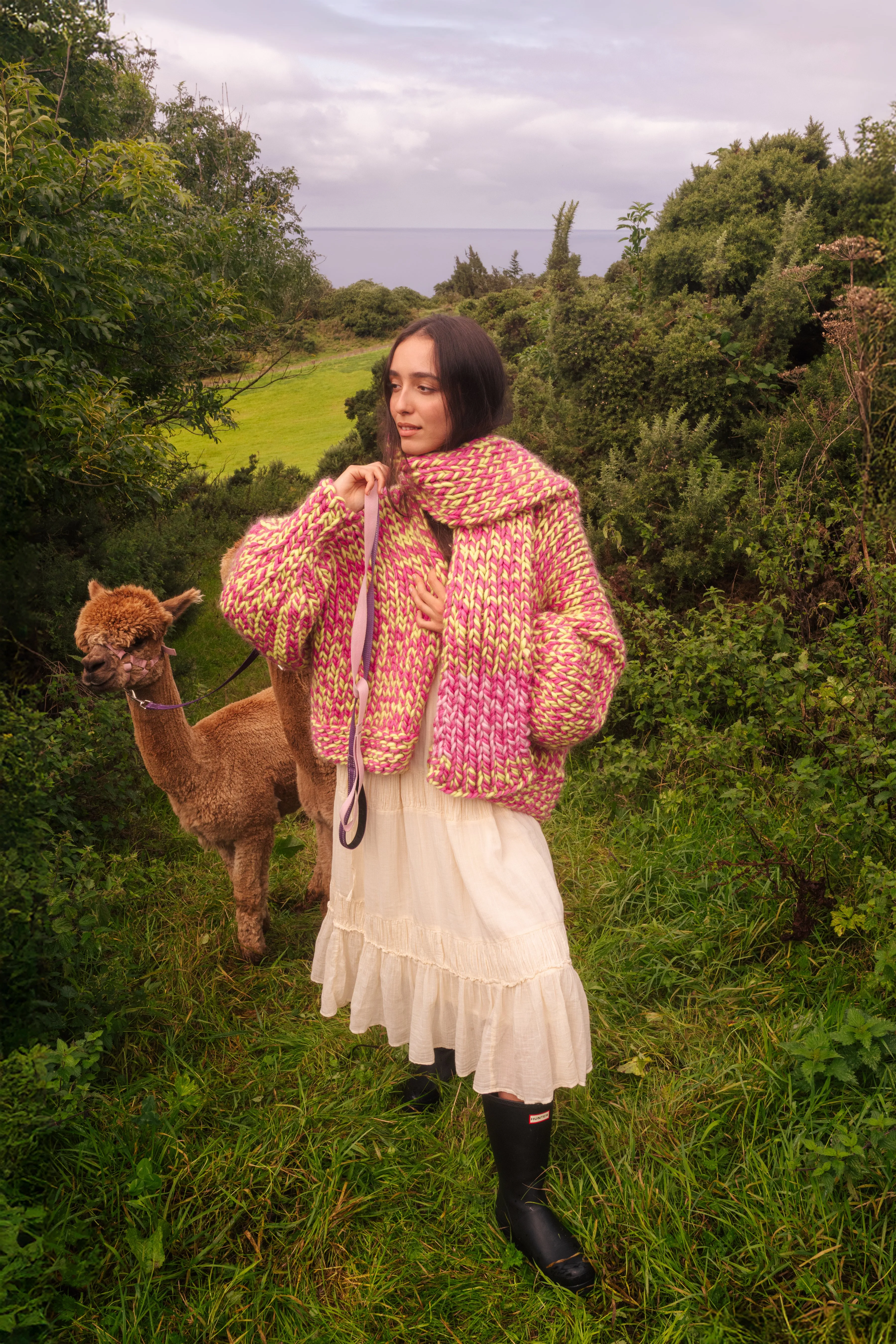 One-of-a-kind Irish Alpaca Chunky Knit Scarf - Clover sold by Hope Macaulay product image thumbnail 2