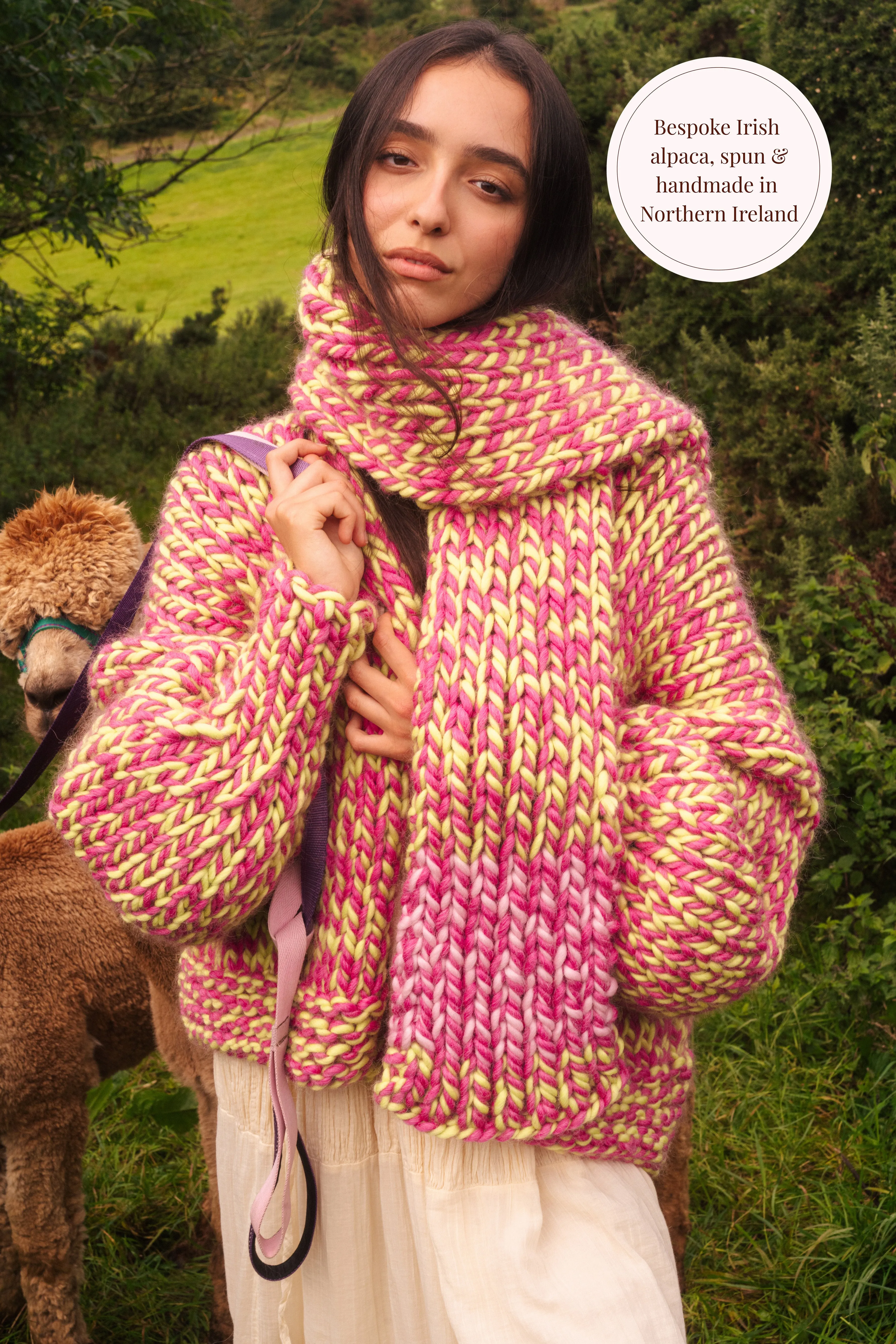 One-of-a-kind Irish Alpaca Chunky Knit Scarf - Clover sold by Hope Macaulay