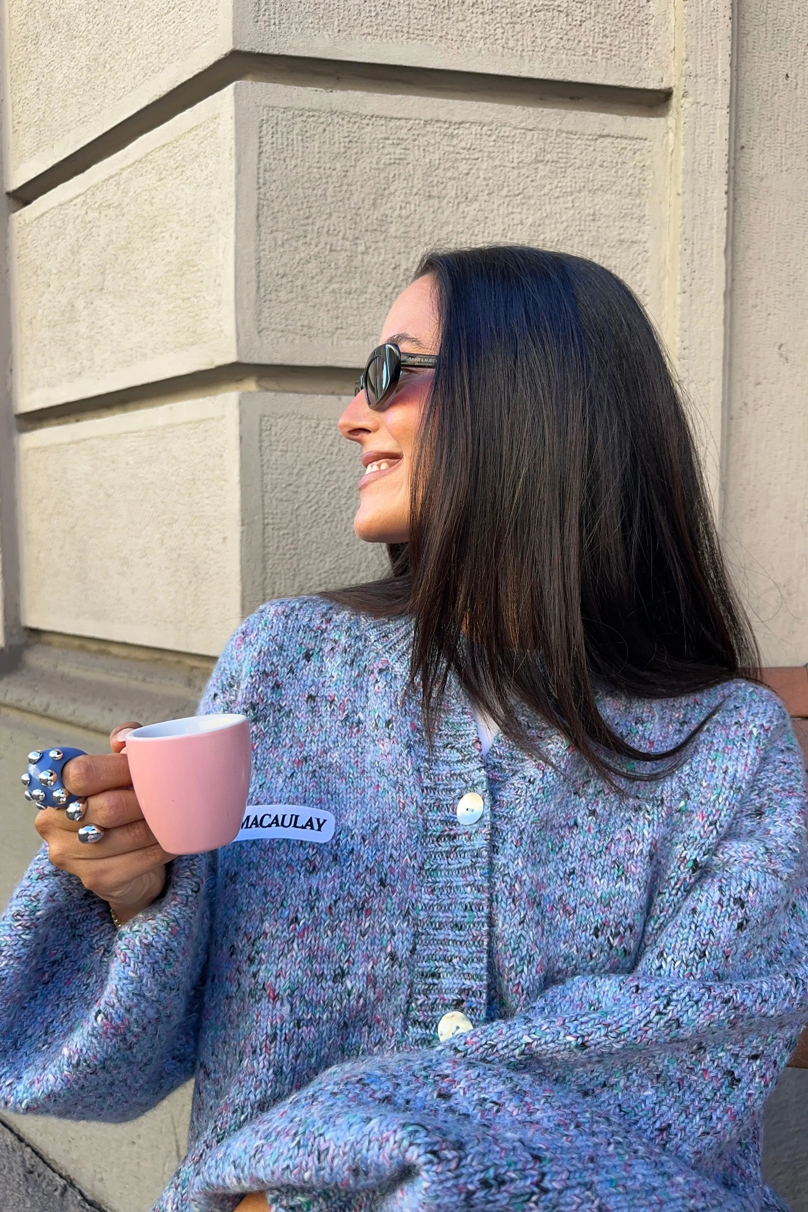 Azure Mélange Knit Cardigan sold by Hope Macaulay product image thumbnail 4