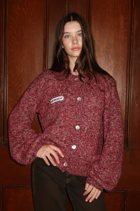 Burgundy Mélange Knit Cardigan sold by Hope Macaulay