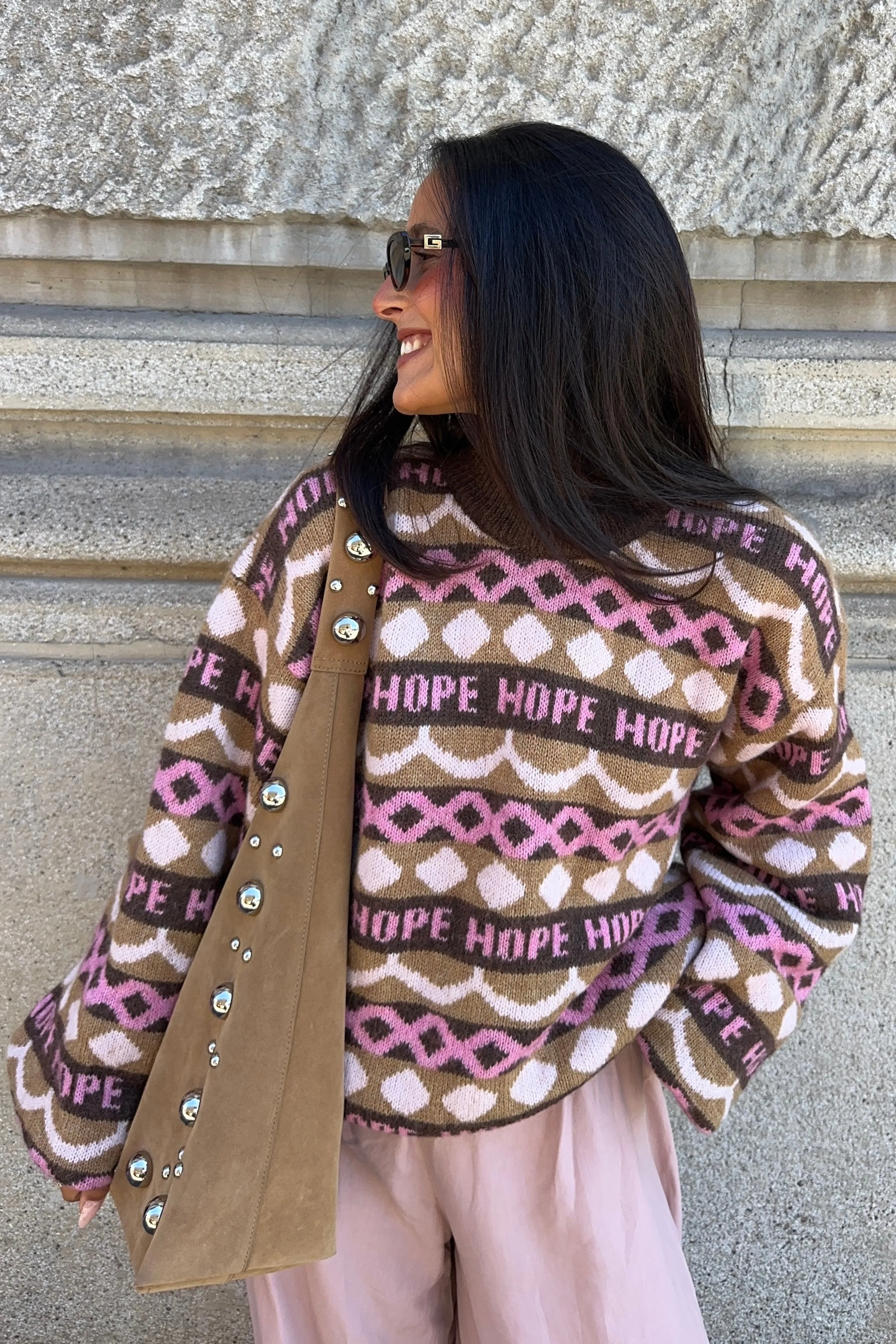 Mocha Fair Isle Knit Sweater sold by Hope Macaulay