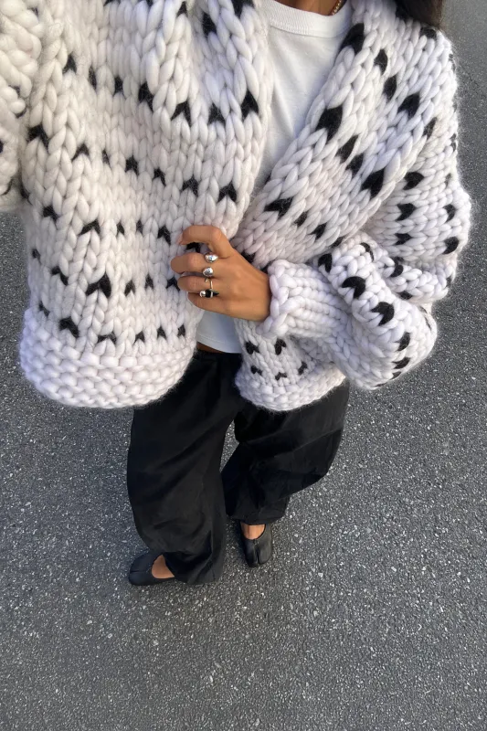 Dottie Polka Dot Chunky Knit Cardigan made by Hope Macaulay