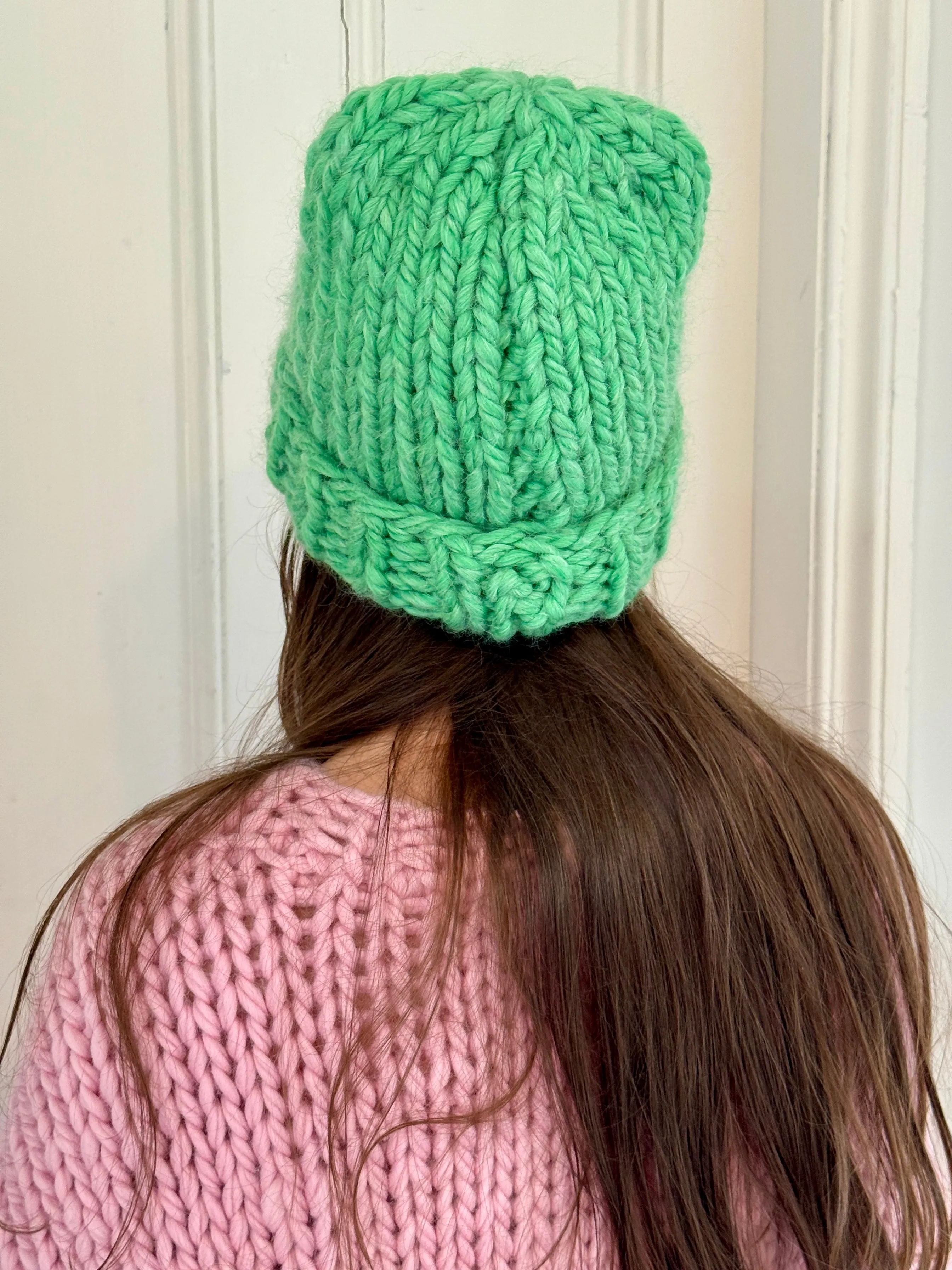 1of1 Irish Alpaca Green Chunky Knit Beanie Hat (Sample) sold by Hope Macaulay product image thumbnail 2