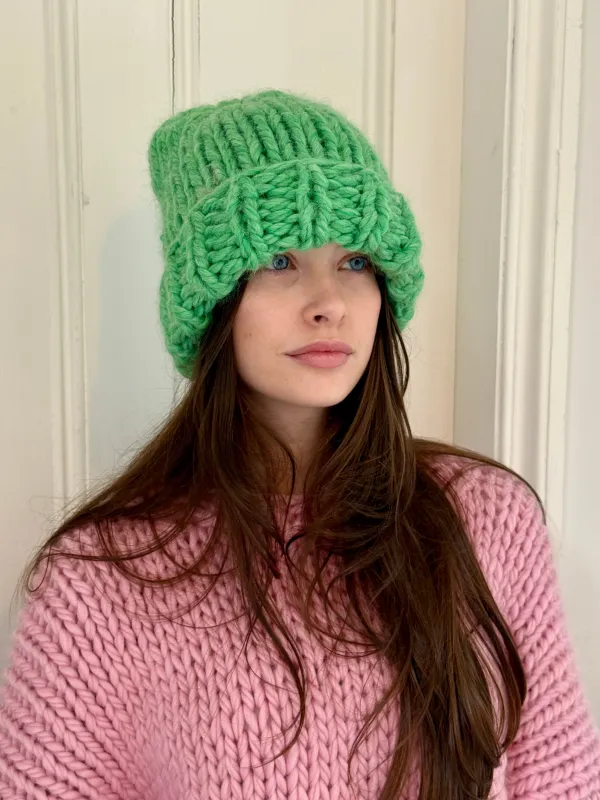1of1 Irish Alpaca Green Chunky Knit Beanie Hat (Sample) sold by Hope Macaulay