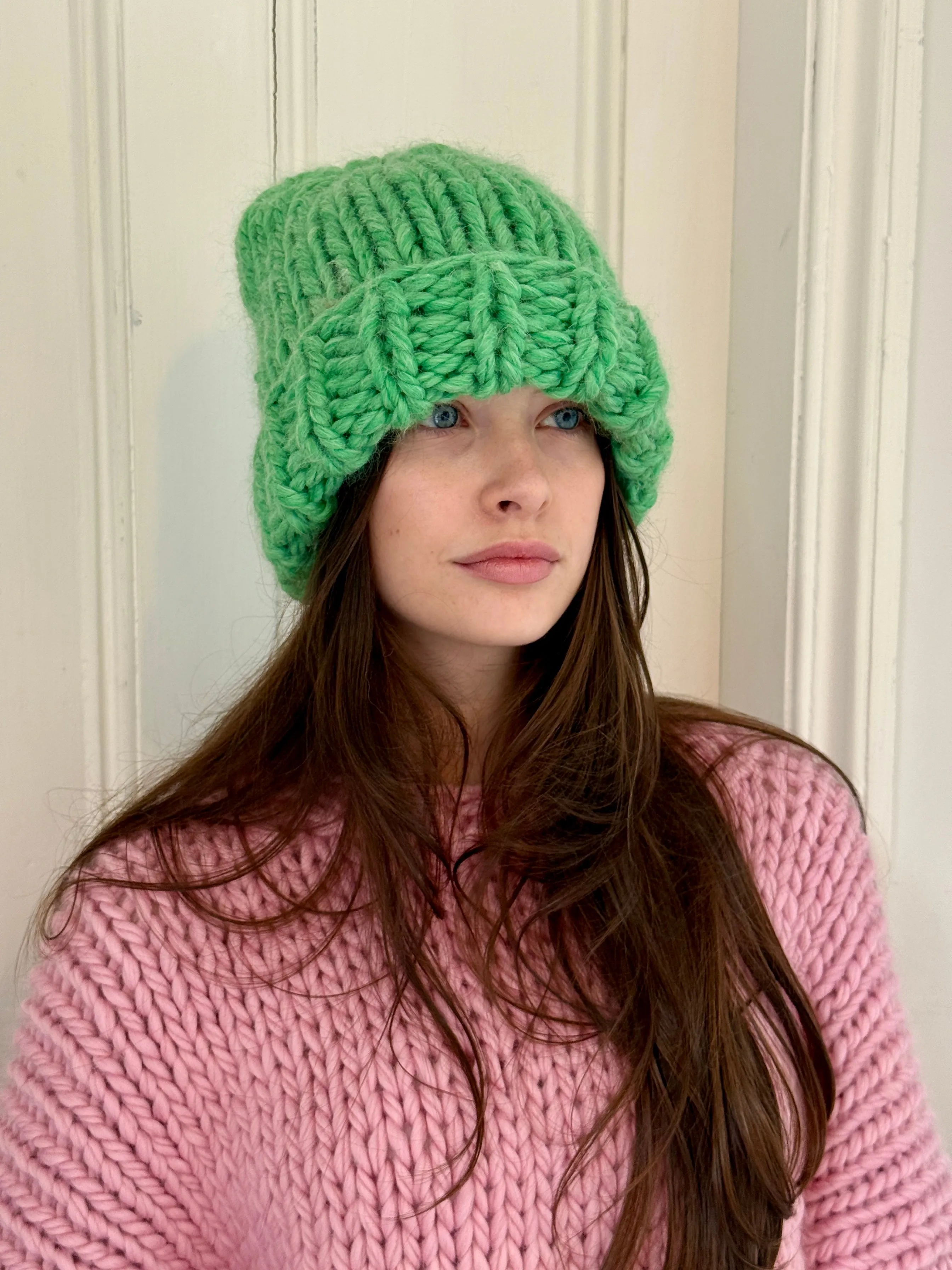 1of1 Irish Alpaca Green Chunky Knit Beanie Hat (Sample) sold by Hope Macaulay