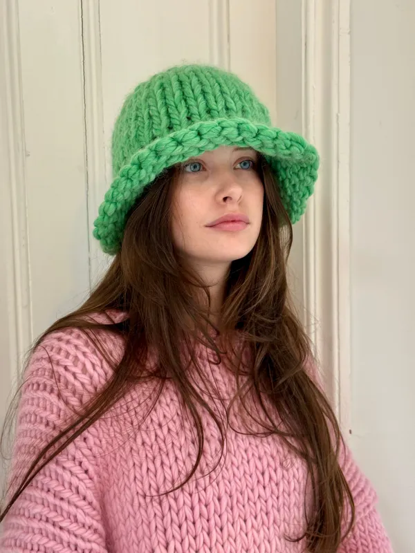 1of1 Irish Alpaca Green Chunky Knit Mushroom Hat (Sample) sold by Hope Macaulay