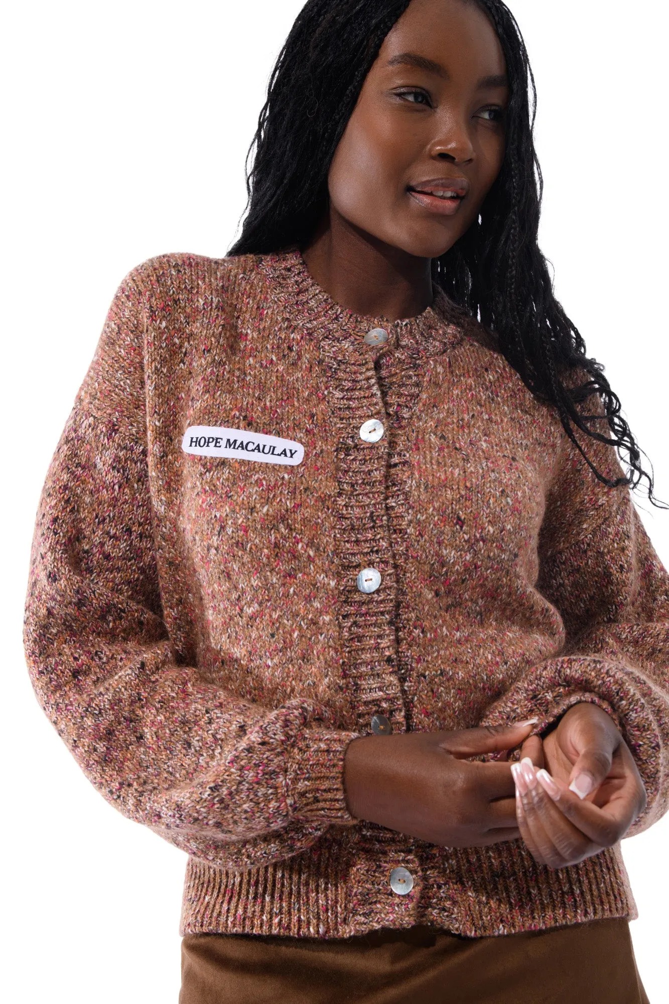 Hazelnut Mélange Knit Cardigan sold by Hope Macaulay