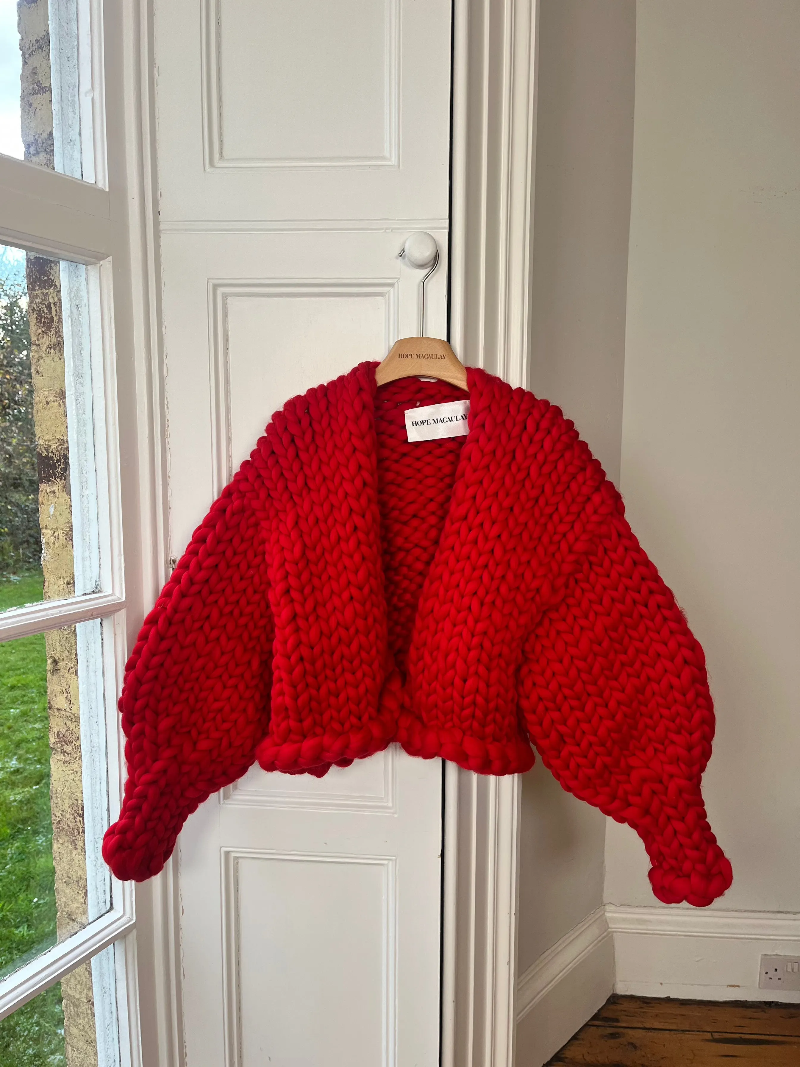Red Colossal Knit Cardigan (Merino Sample) sold by Hope Macaulay