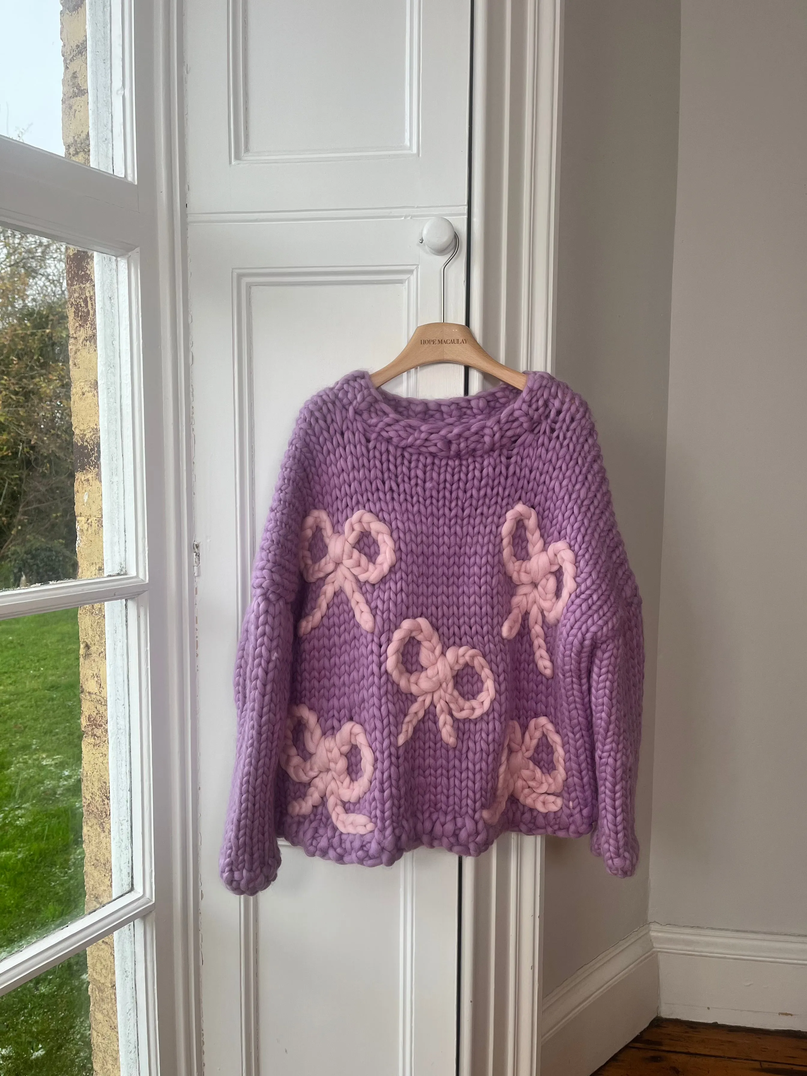 1of1 Purple Bow Chunky Knit Sweater S/M (Sample) sold by Hope Macaulay
