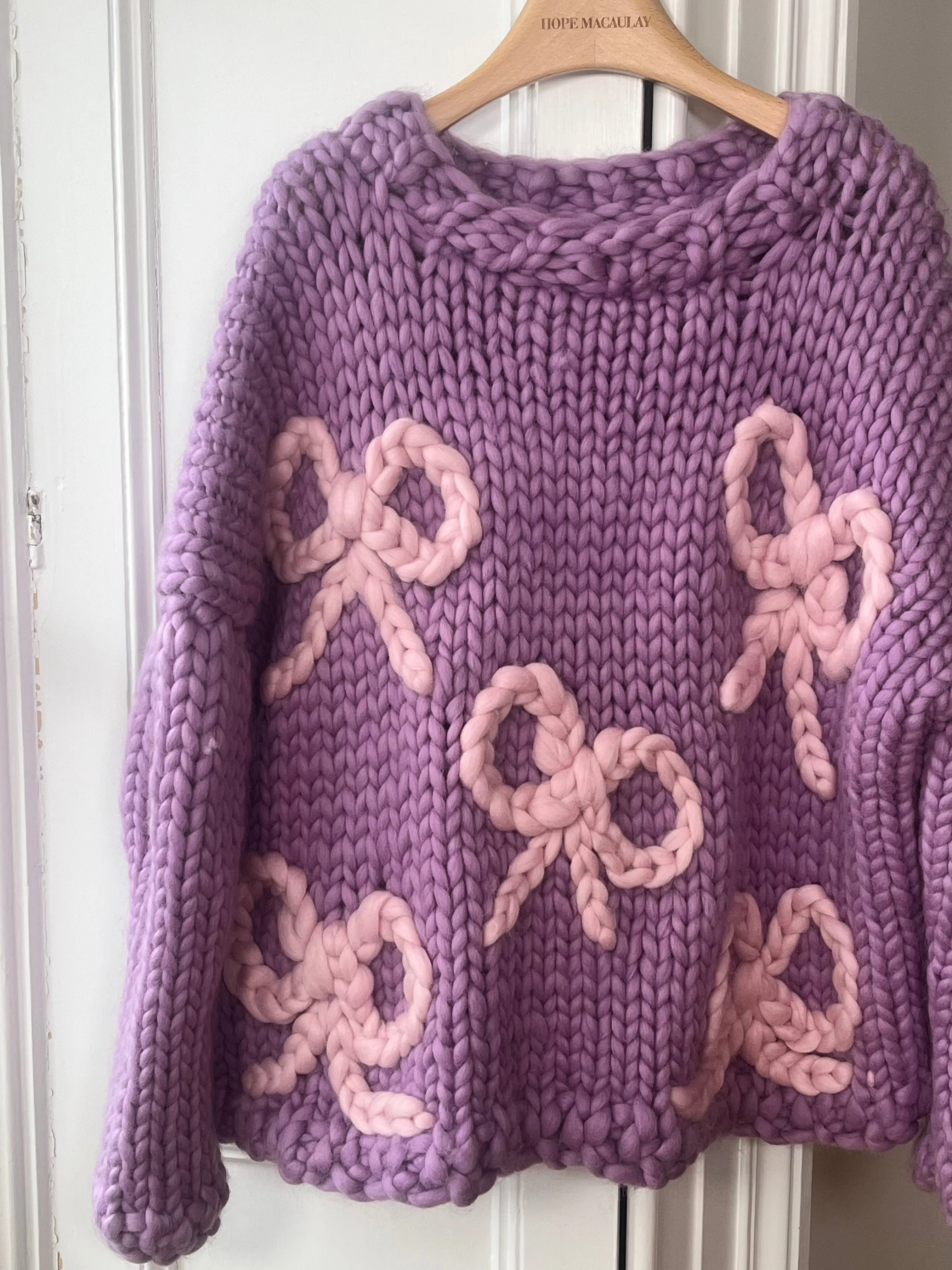 1of1 Purple Bow Chunky Knit Sweater S/M (Sample) sold by Hope Macaulay product image thumbnail 2
