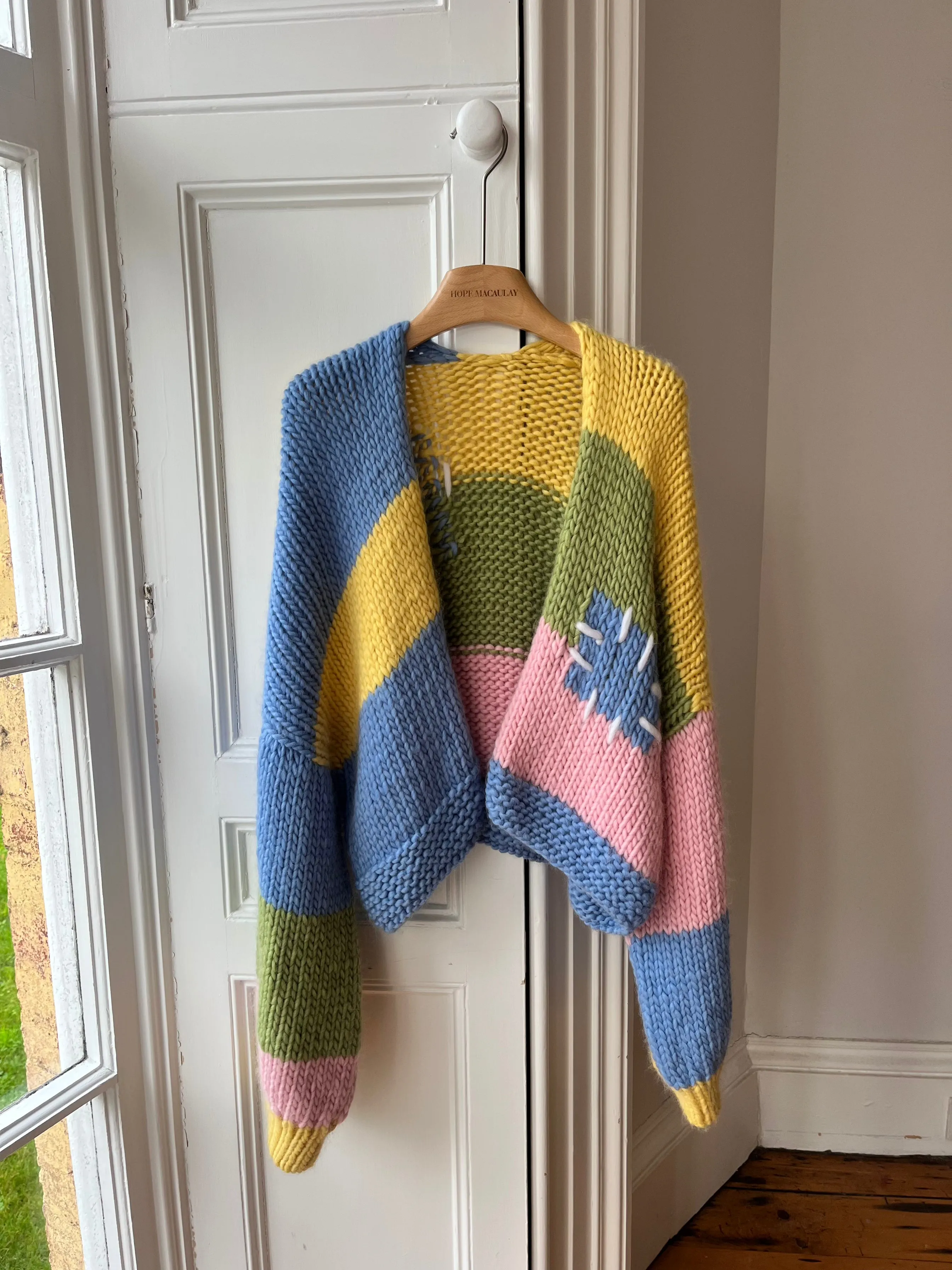 Whimsy Patchwork Knit Cardigan #1 S/M (Sample) sold by Hope Macaulay