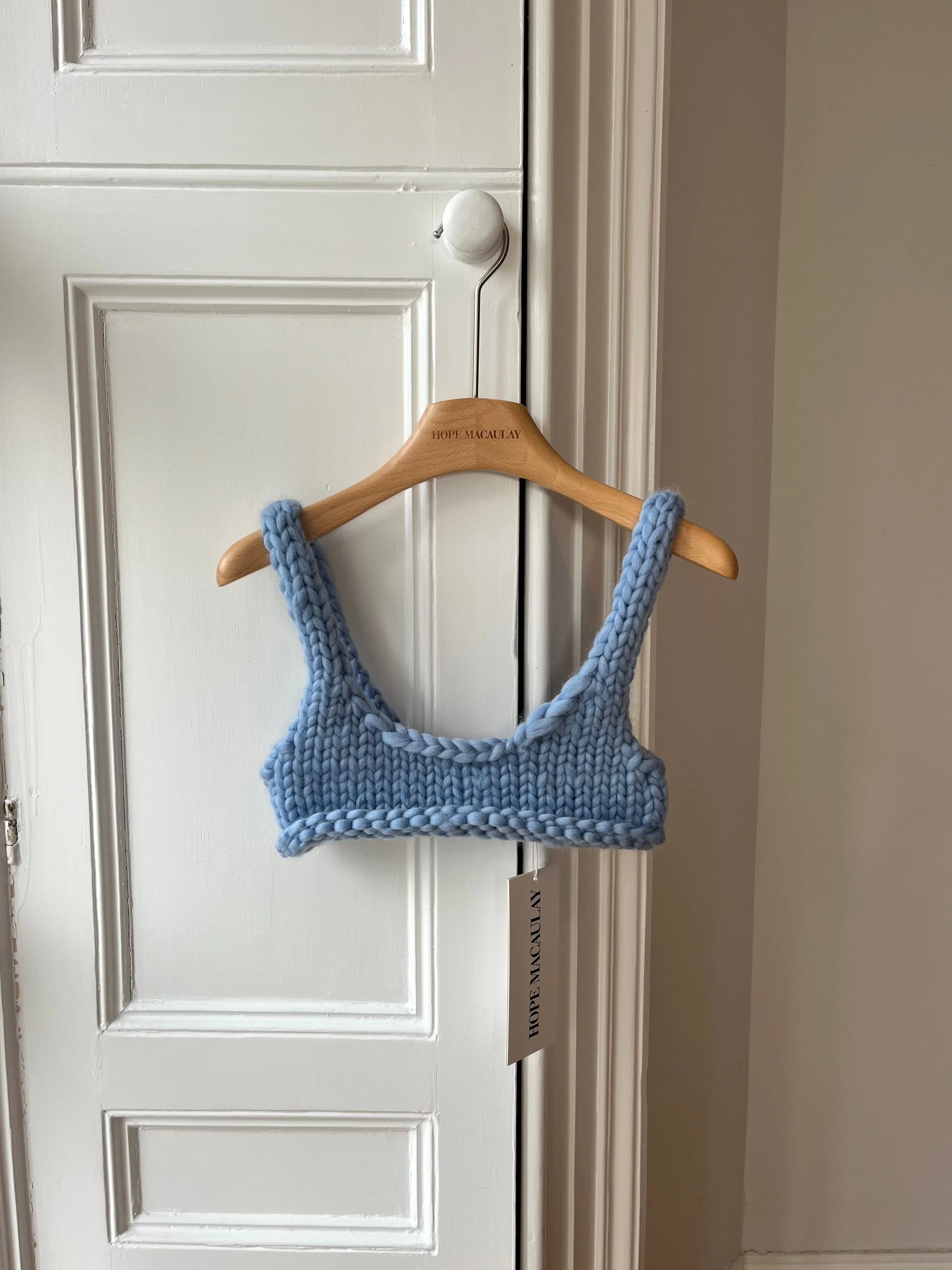 Blue Chunky Knit Bralette S (Sample) sold by Hope Macaulay
