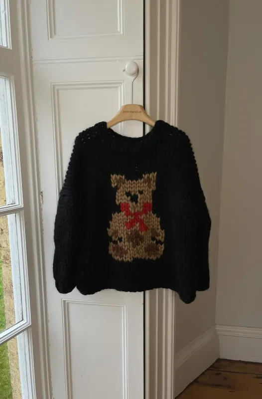 Teddy Bear Black Chunky Knit Sweater S (Discontinued Sample) sold by Hope Macaulay