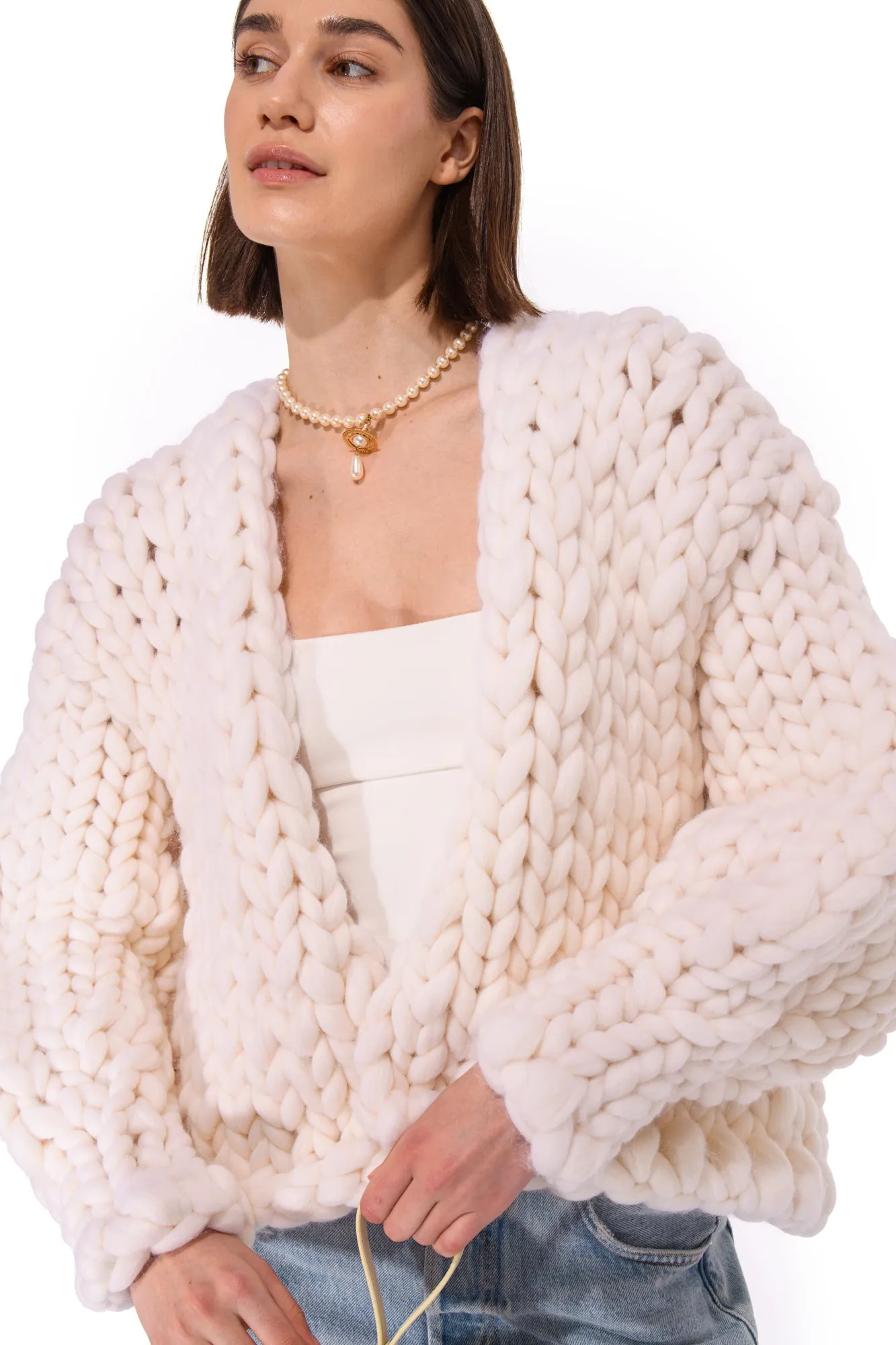 White Colossal Knit Cardigan sold by Hope Macaulay product image thumbnail 5