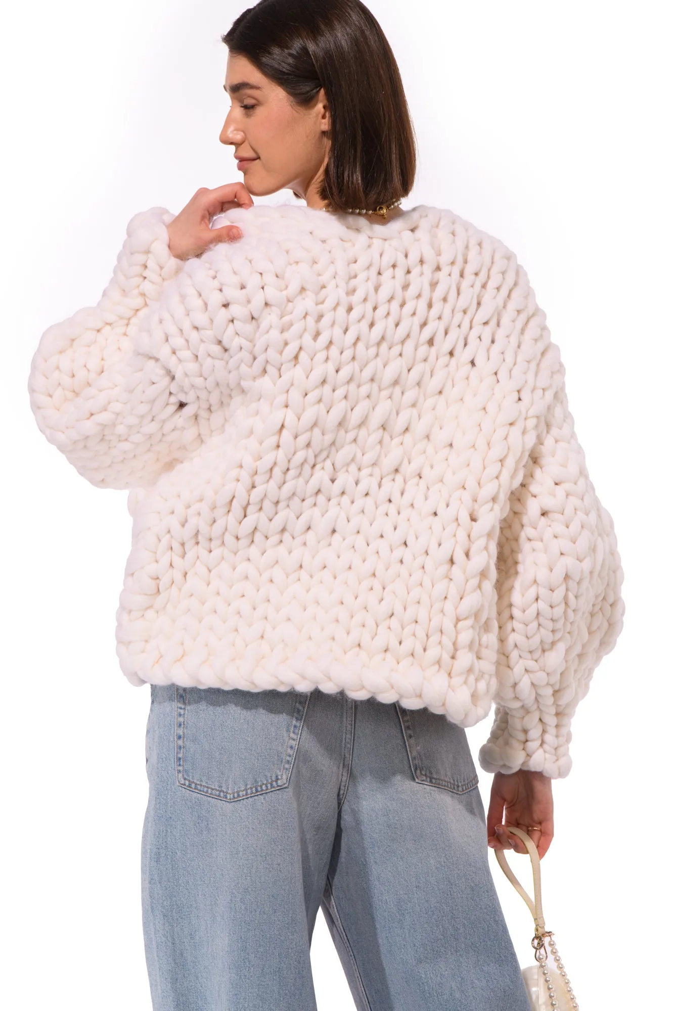 White Colossal Knit Cardigan sold by Hope Macaulay product image thumbnail 4
