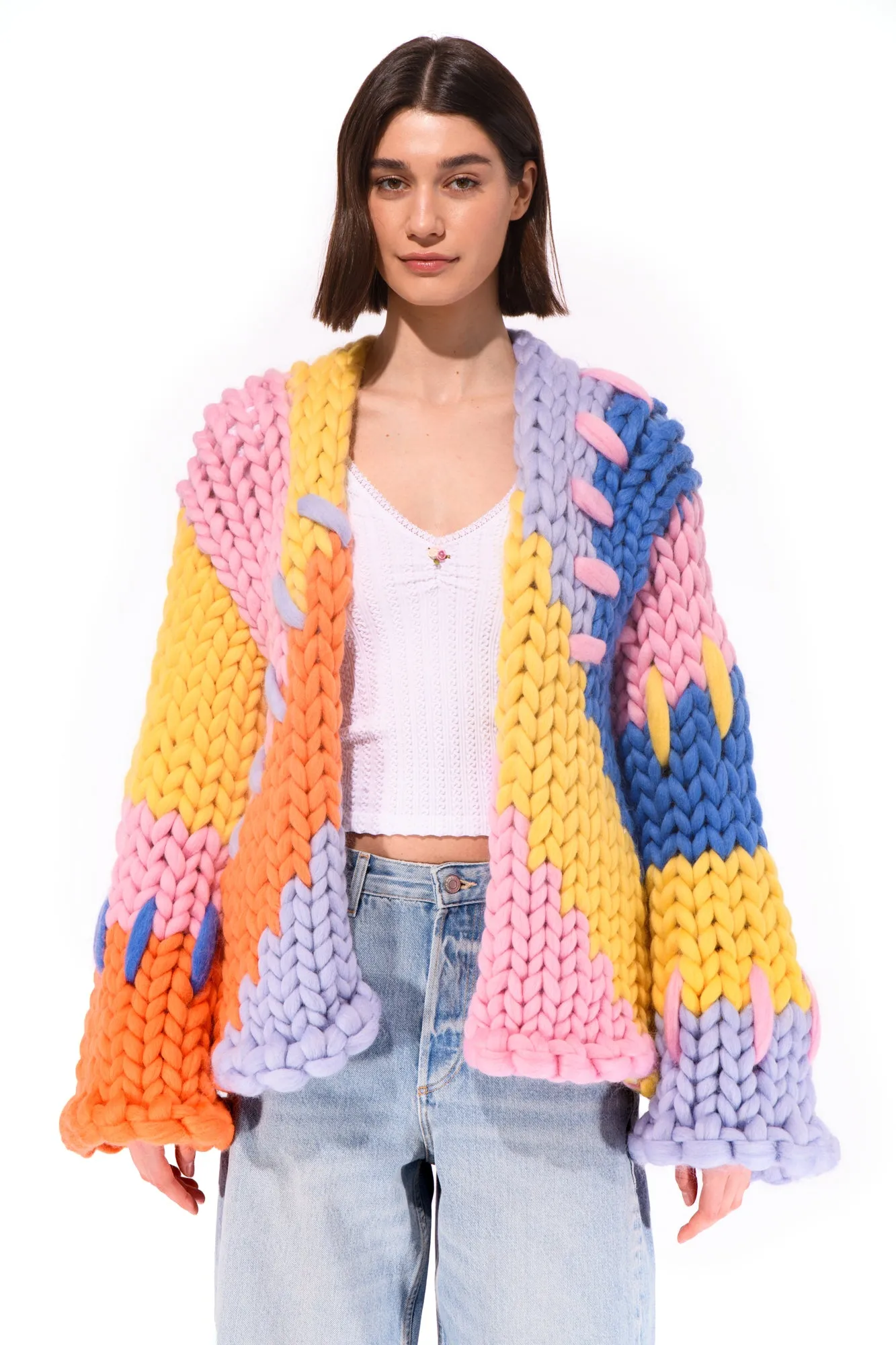 Midi Colourful Colossal Knit Cardigan sold by Hope Macaulay